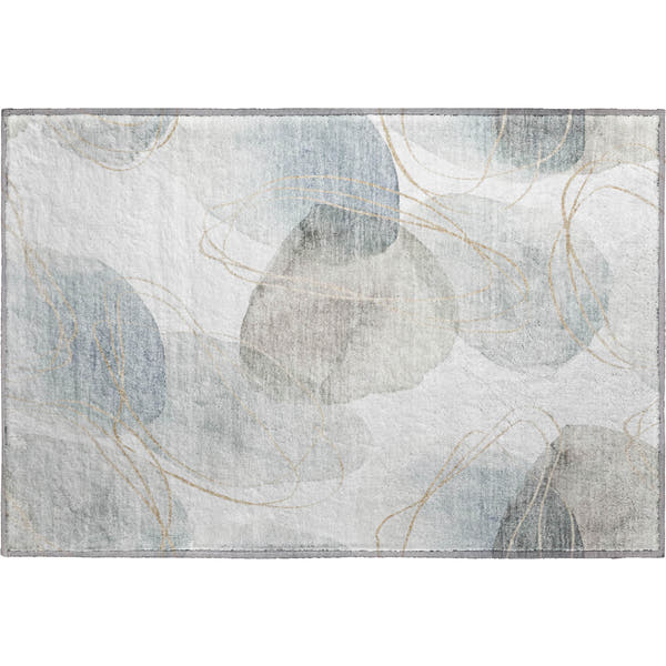 Kathmandu Machine Washable Contemporary Ivory Rug 1'8" x 2'6"