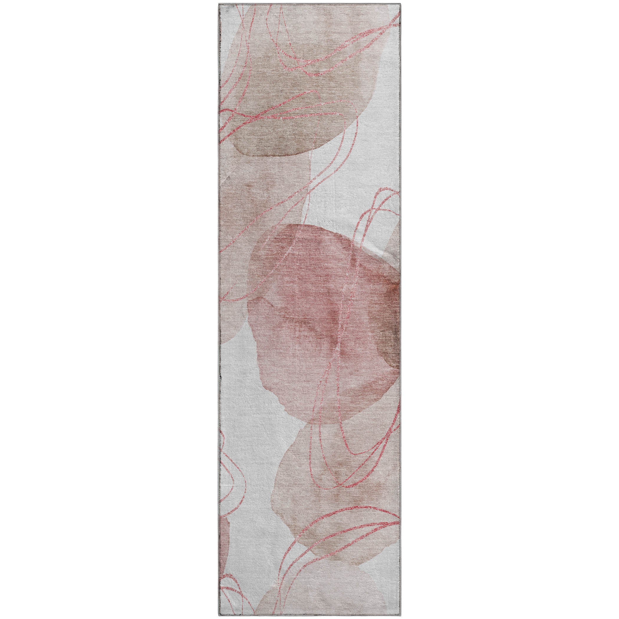 Kathmandu Machine Washable Contemporary Merlot Red Rug 2'3" x 7'6" #shape_Runner