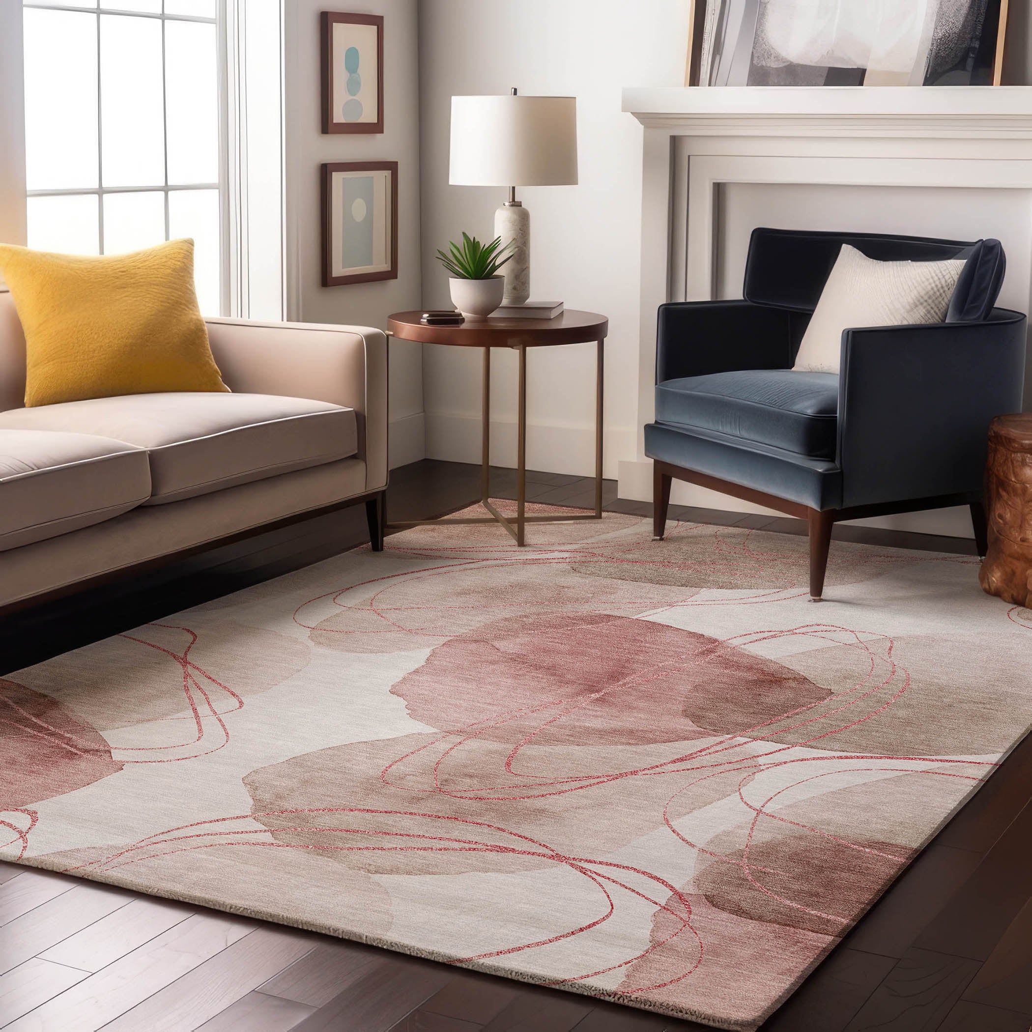 Kathmandu Machine Washable Contemporary Merlot Red Rug 2'6" x 3'10" #shape_Rectangle