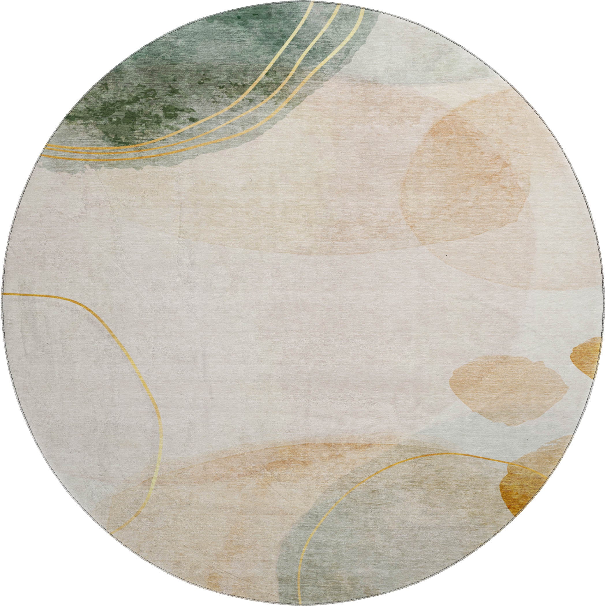 Reykjavik Machine Washable Transitional Beige Brown Rug 8' x 8' #shape_Round