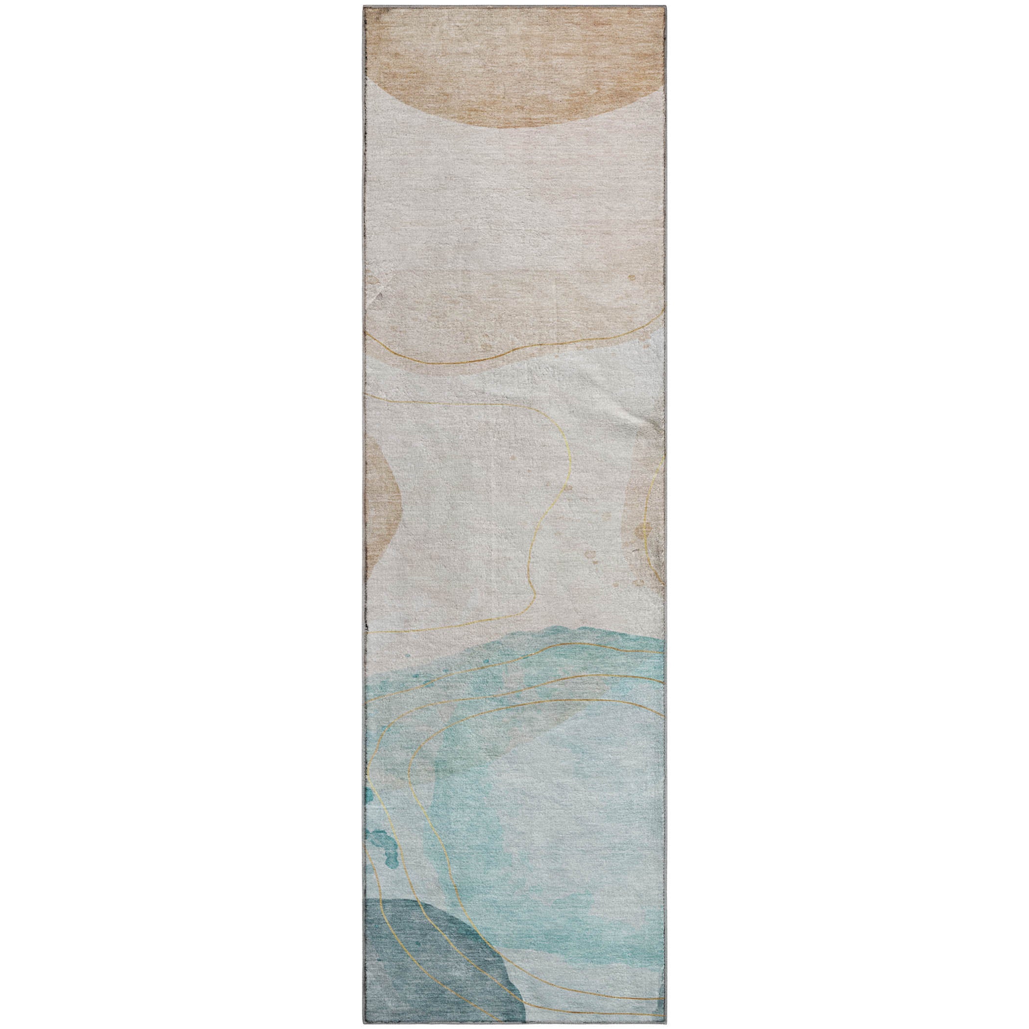 Antigua Machine Washable Transitional Beige Brown Rug 2'3" x 7'6" #shape_Runner