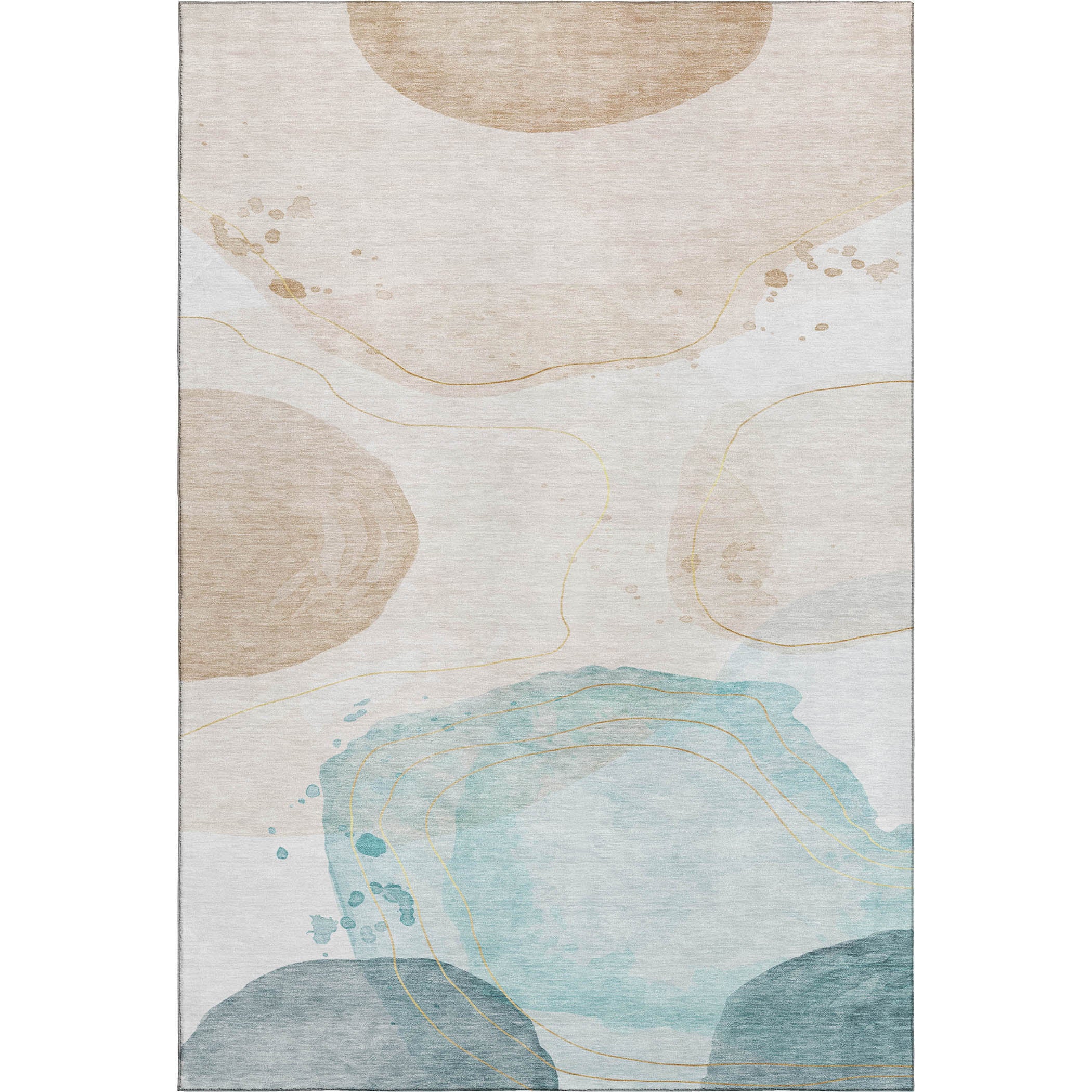 Antigua Machine Washable Transitional Beige Brown Rug 2'6" x 3'10" #shape_Rectangle