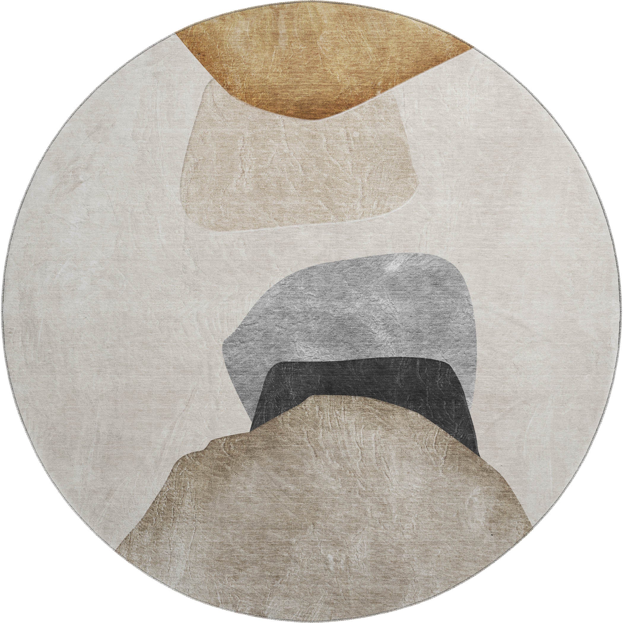 Seoul Machine Washable Transitional Brown Rug 8' x 8' #shape_Round