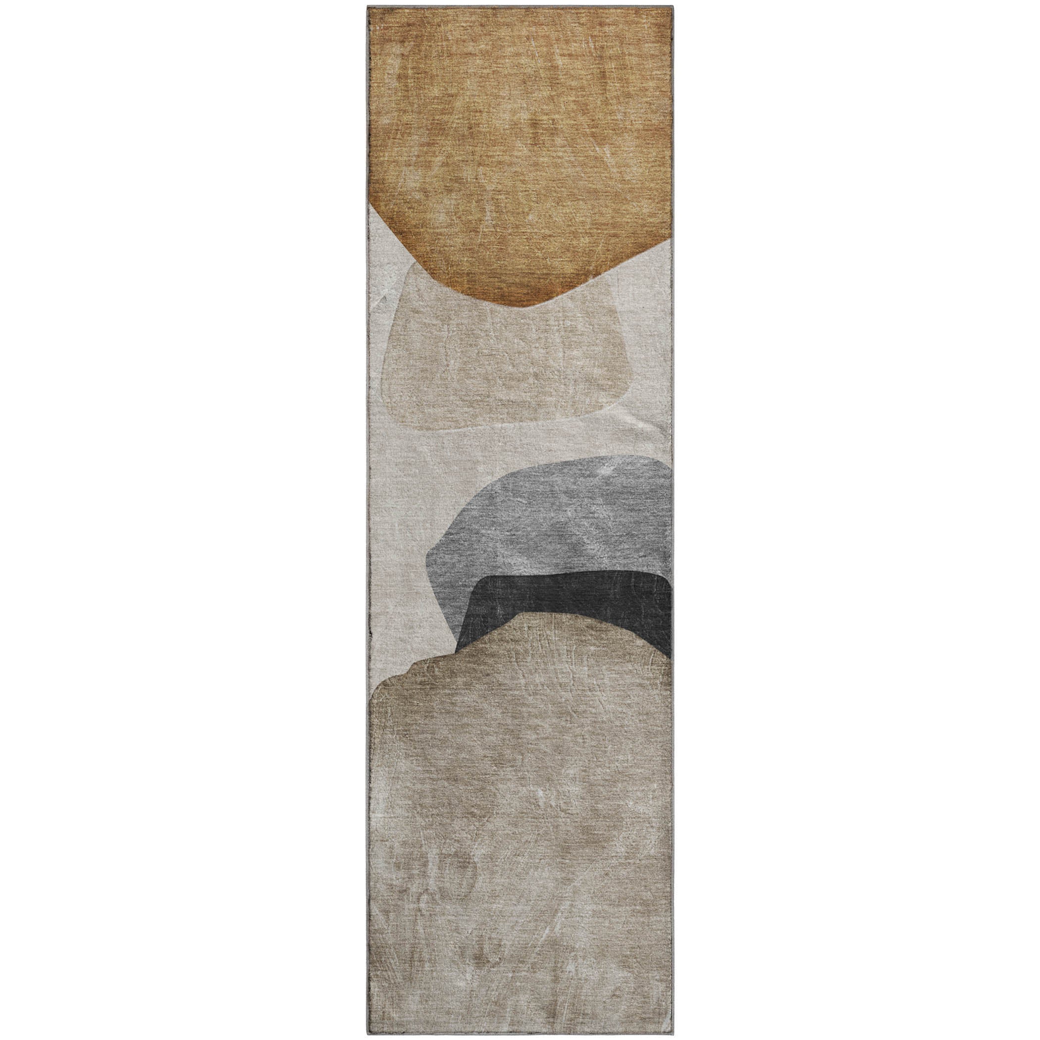 Seoul Machine Washable Transitional Brown Rug 2'3" x 7'6" #shape_Runner