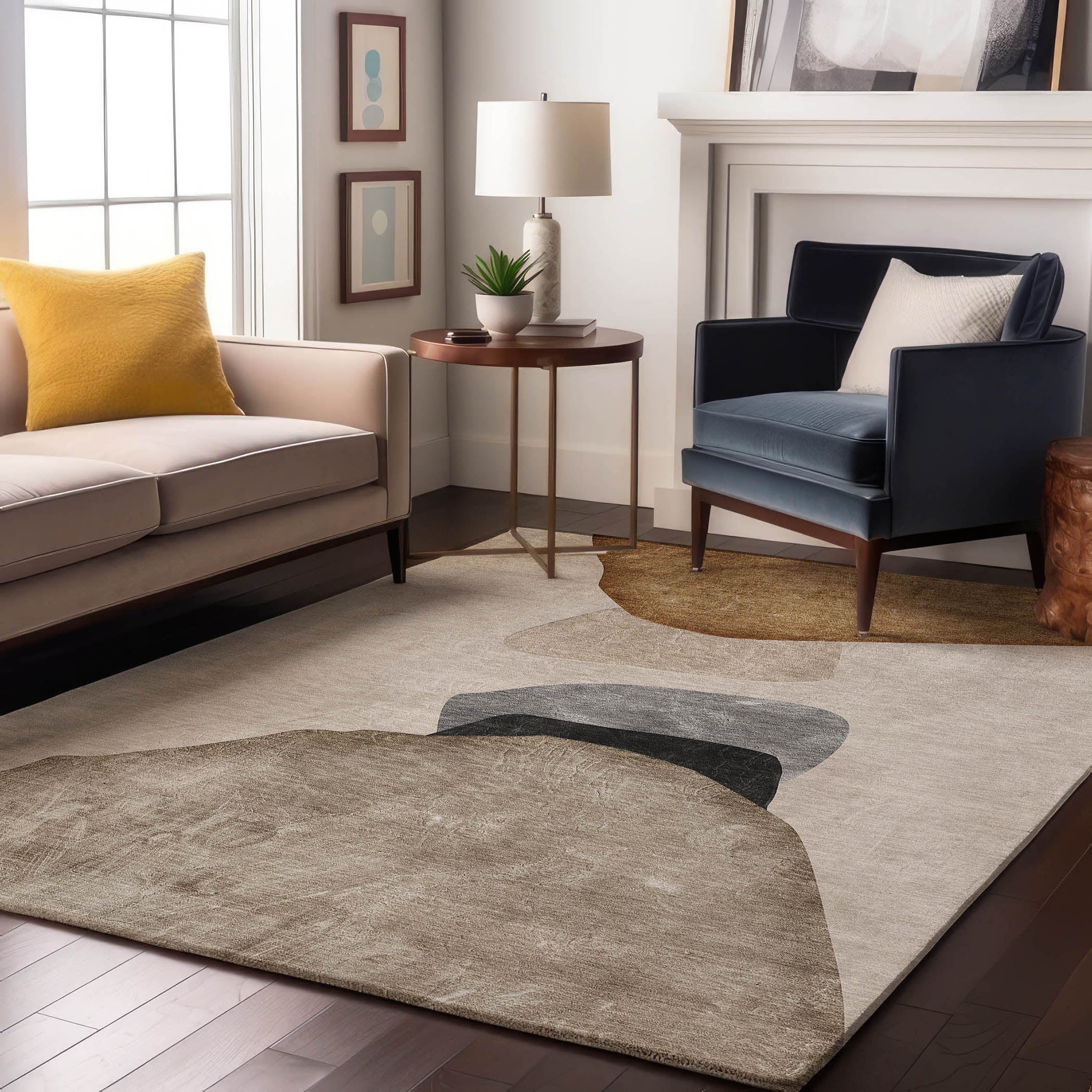Seoul Machine Washable Transitional Brown Rug 2'6" x 3'10" #shape_Rectangle