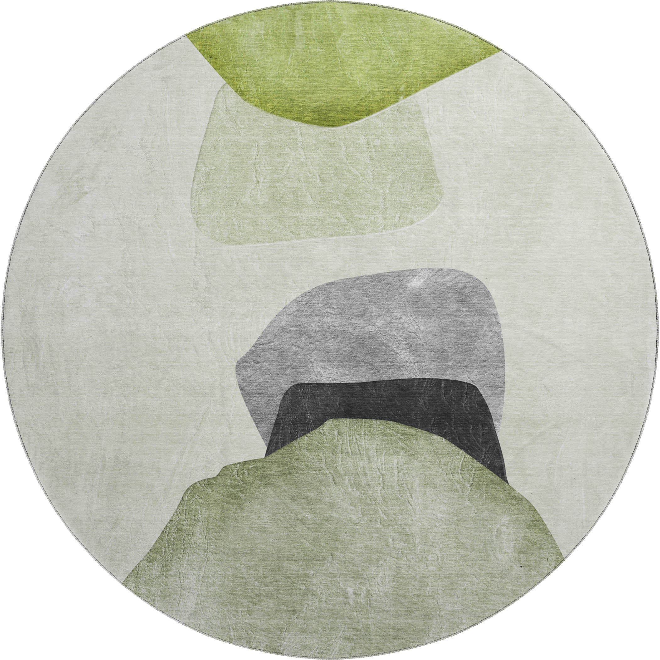 Seoul Machine Washable Transitional Green Rug 8' x 8' #shape_Round