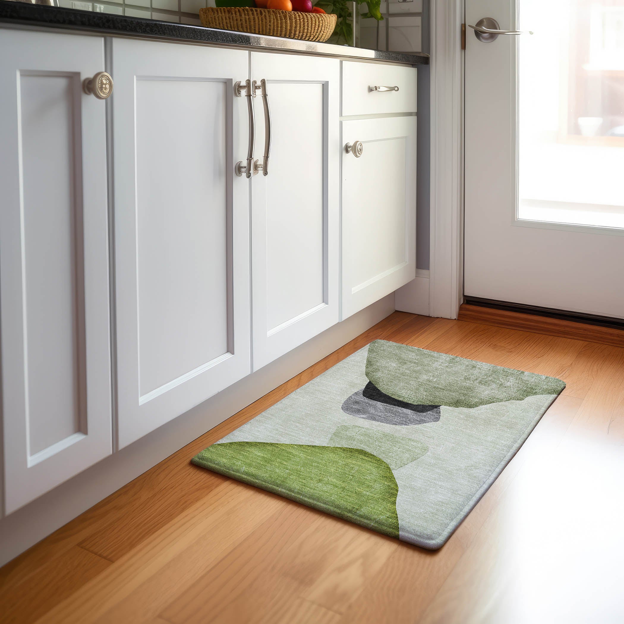 Seoul Machine Washable Transitional Green Rug 1'8" x 2'6" #shape_Rectangle