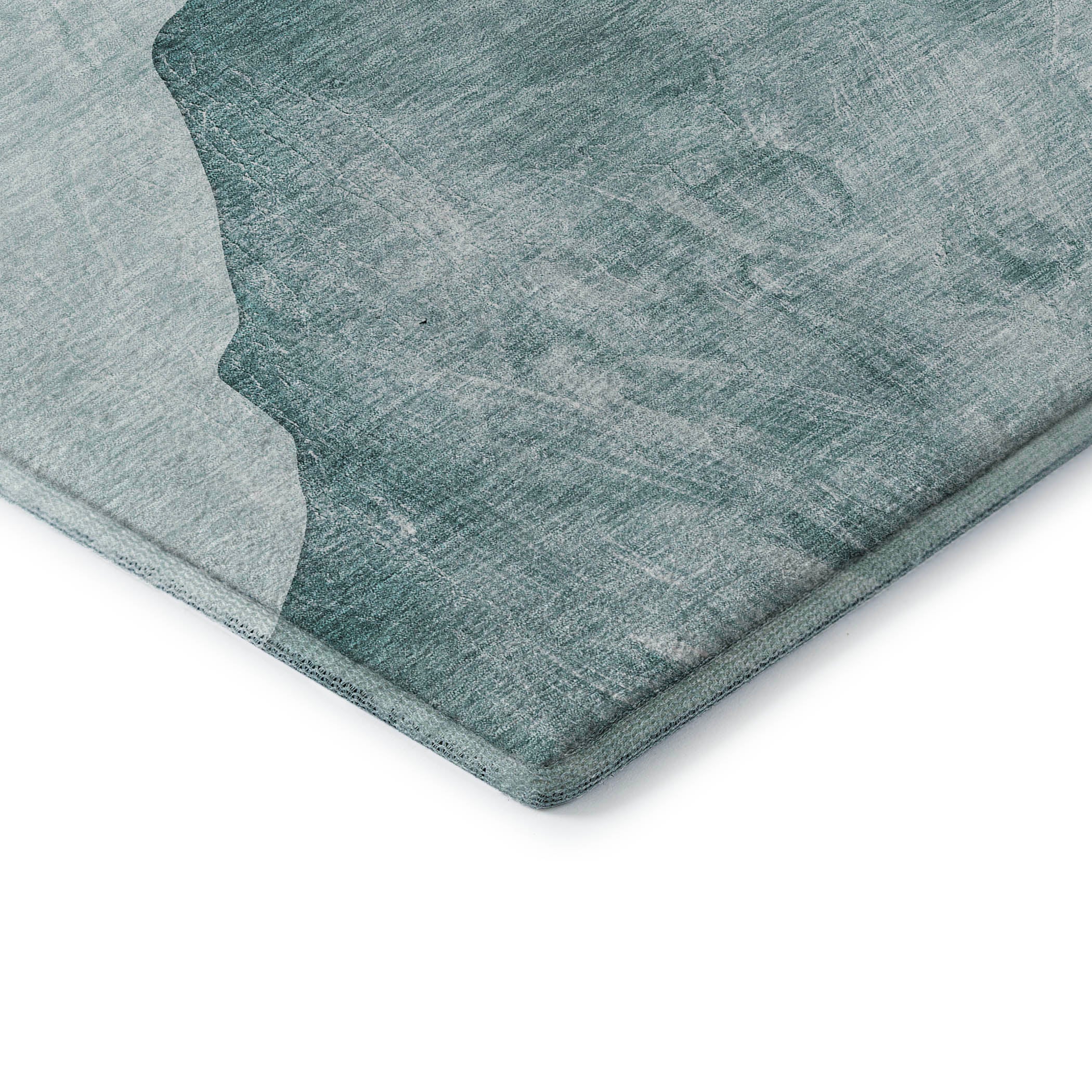 Seoul Machine Washable Transitional Teal Rug 1'8" x 2'6" #shape_Rectangle