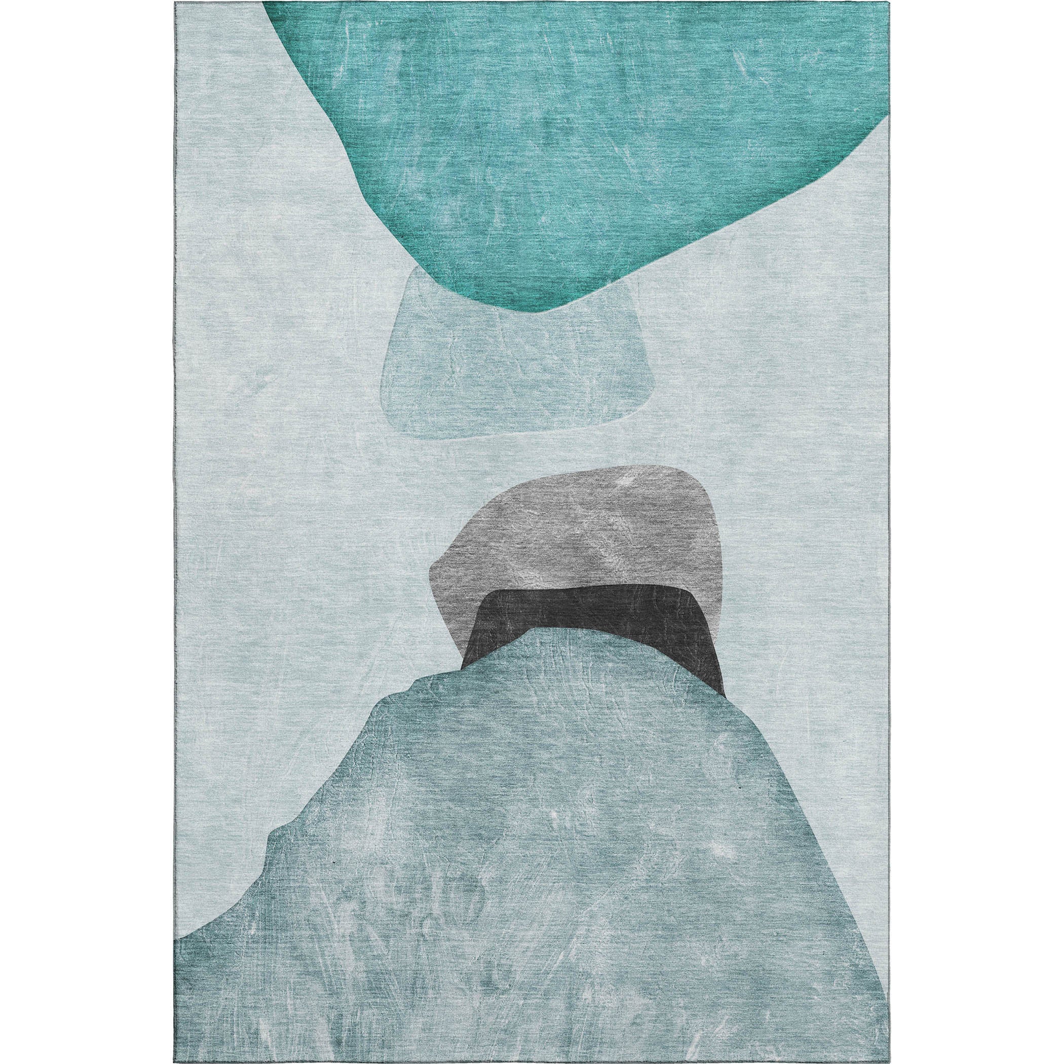 Seoul Machine Washable Transitional Teal Rug 2'6" x 3'10" #shape_Rectangle