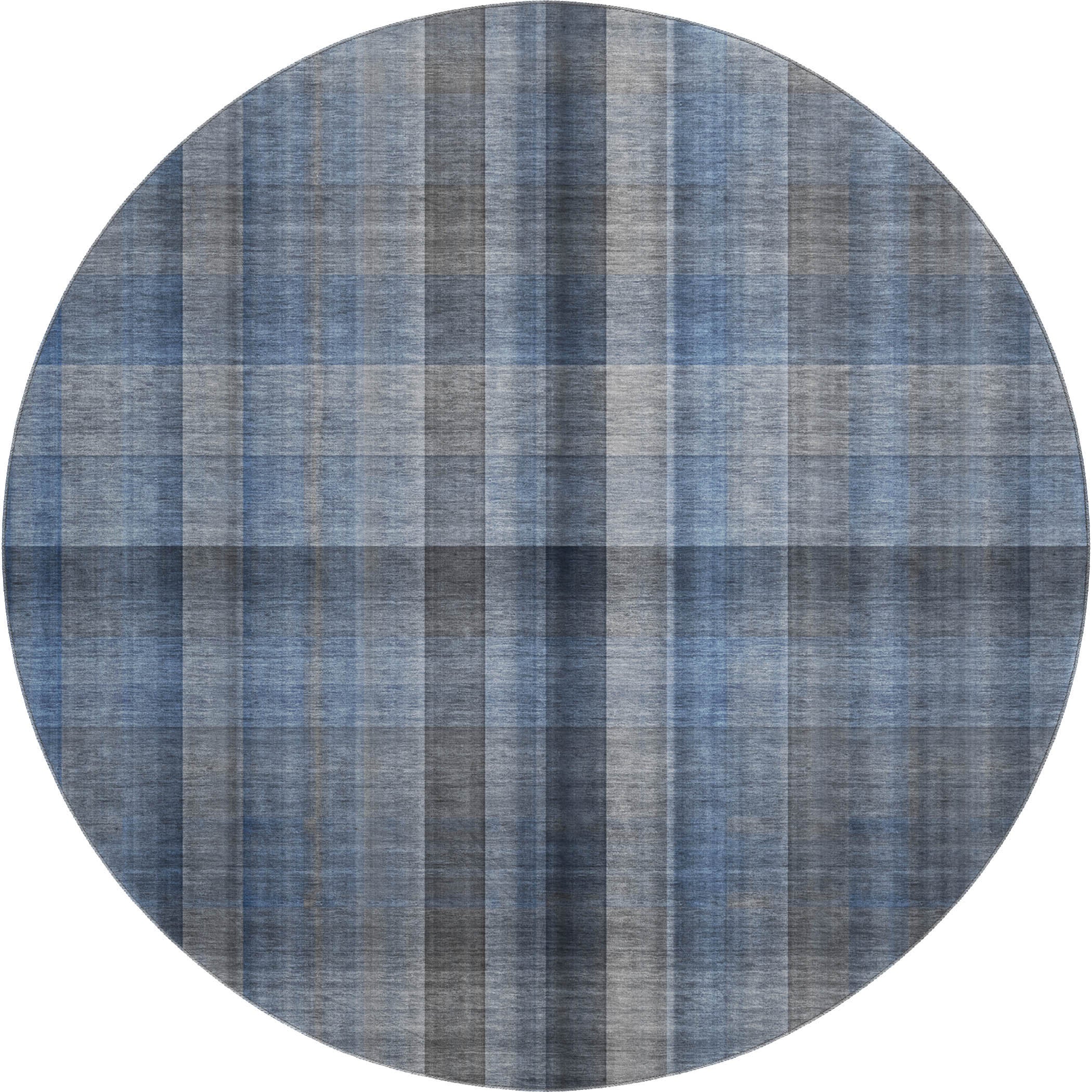 Havana Machine Washable Transitional Blue Rug 8' x 8' #shape_Round
