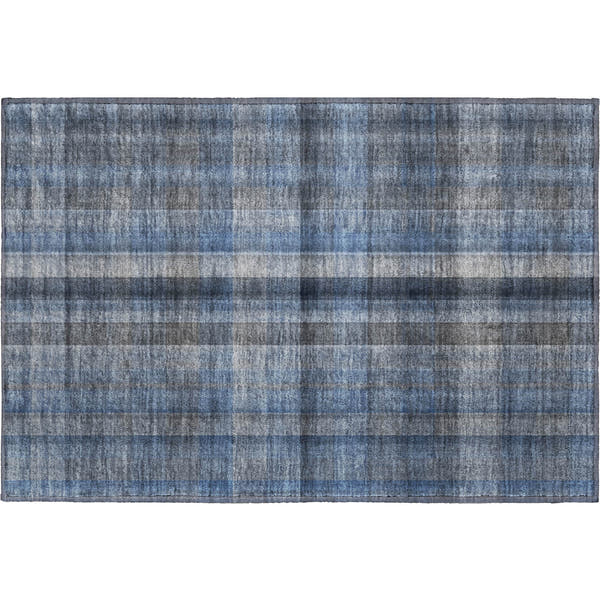 Havana Machine Washable Transitional Blue Rug 1'8" x 2'6"