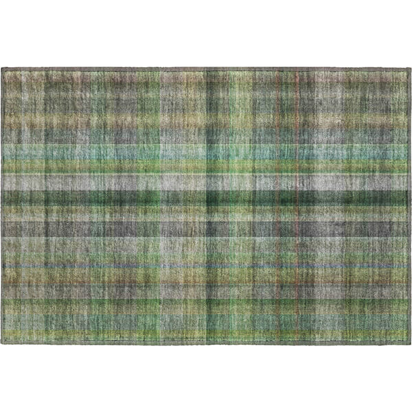 Havana Machine Washable Transitional Green Rug 1'8" x 2'6"