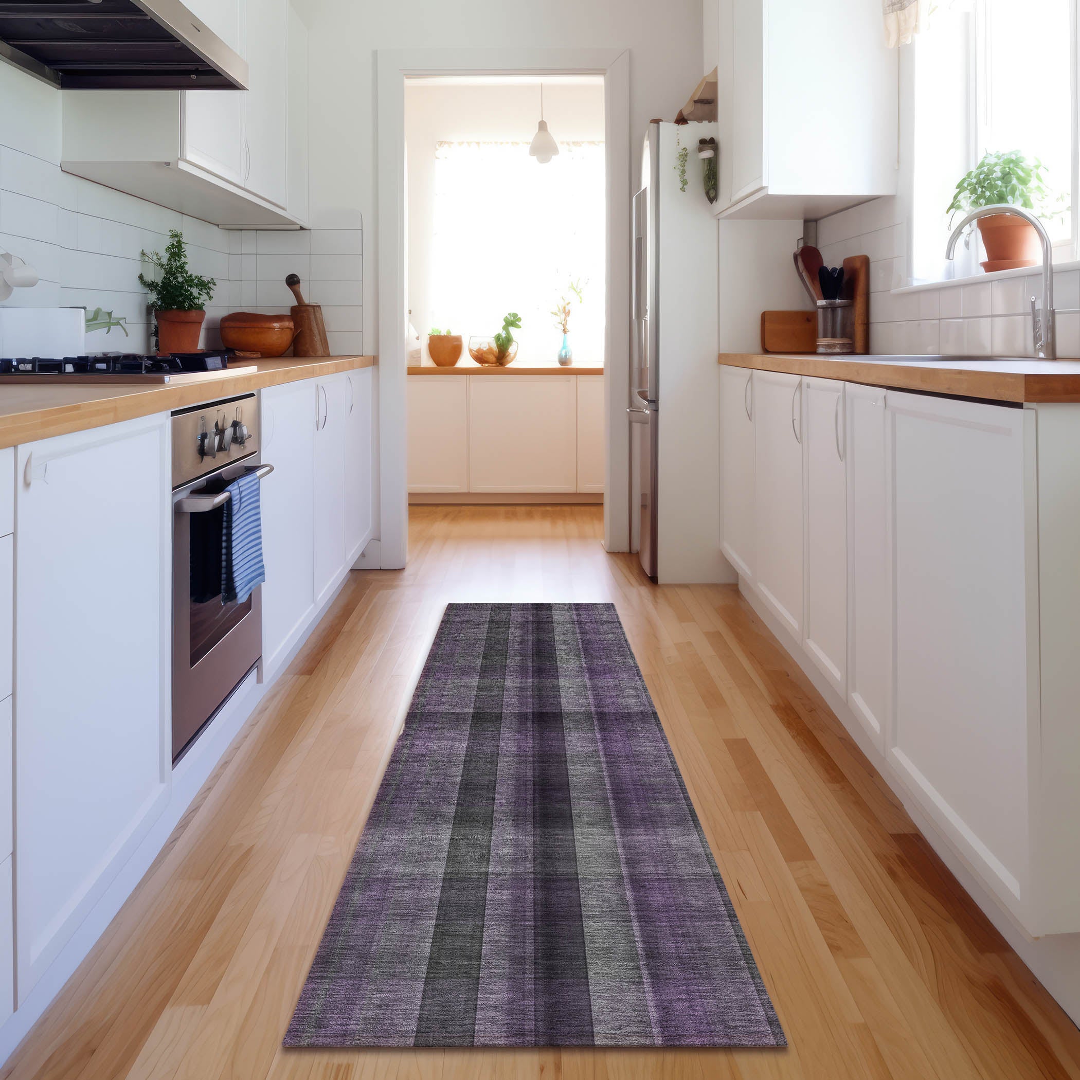 Havana Machine Washable Transitional Purple Rug 2'3" x 7'6" #shape_Runner