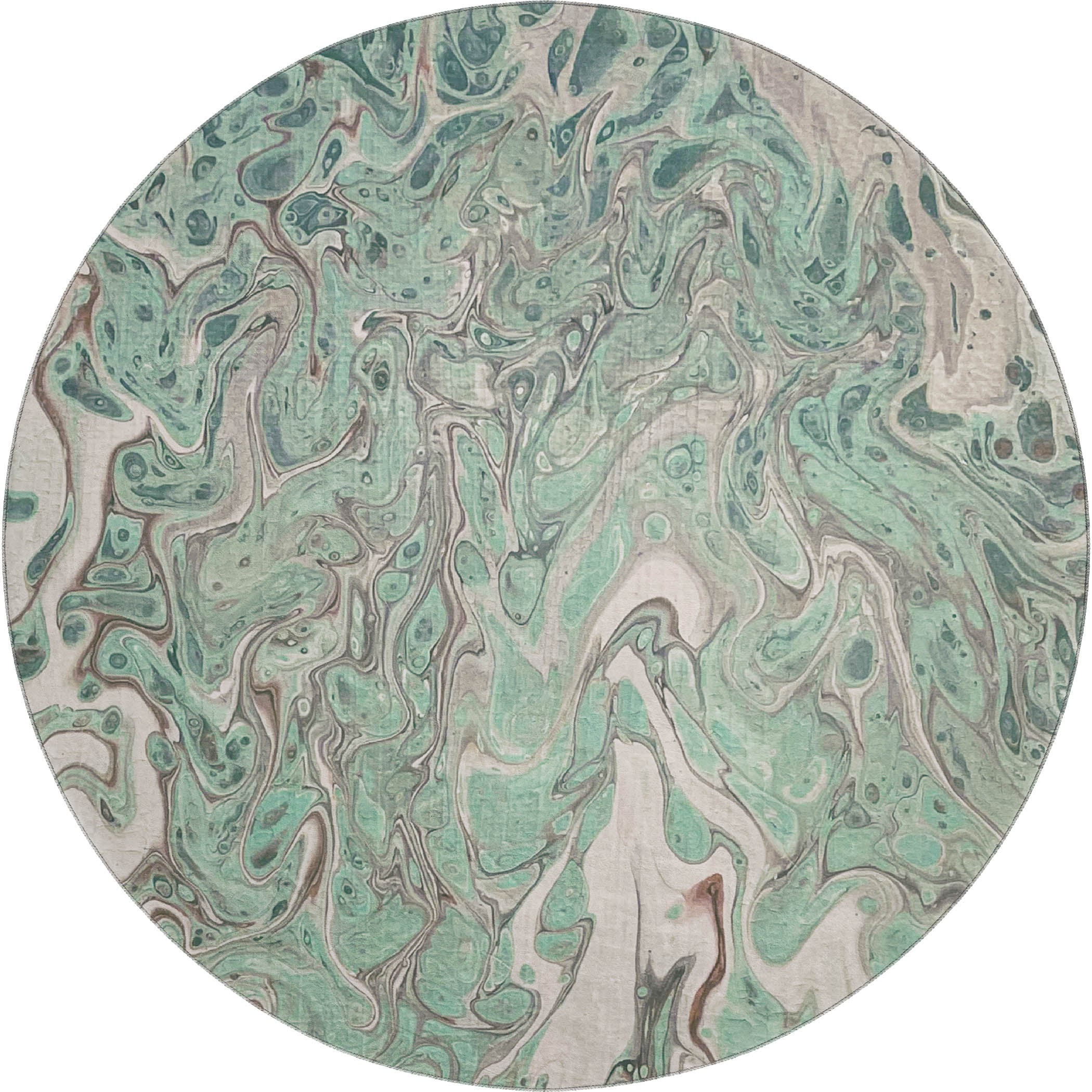 Salzburg Machine Washable Contemporary Mint Green Rug 8' x 8' #shape_Round
