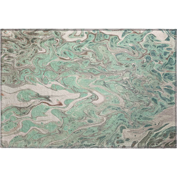 Salzburg Machine Washable Contemporary Mint Green Rug 1'8" x 2'6"