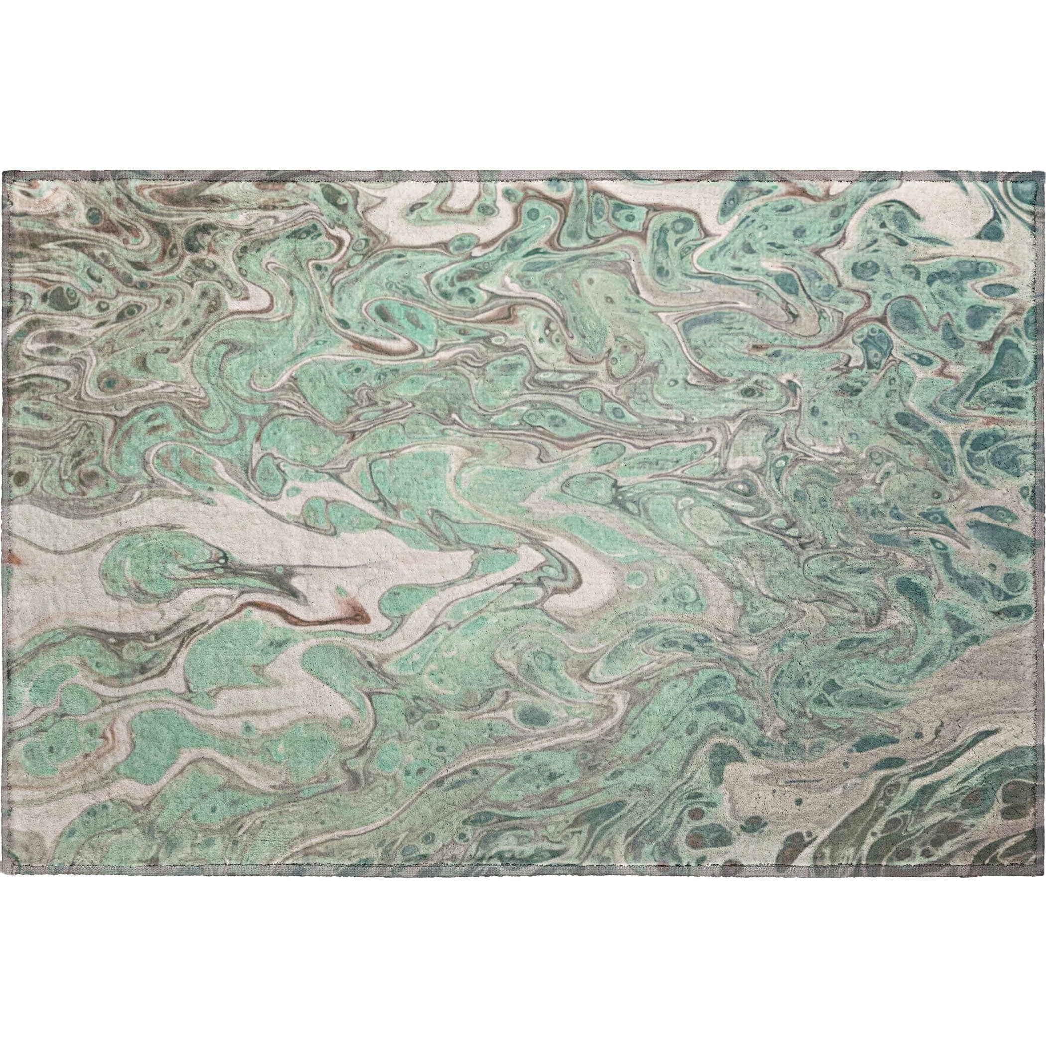 Salzburg Machine Washable Contemporary Mint Green Rug 1'8" x 2'6" #shape_Rectangle