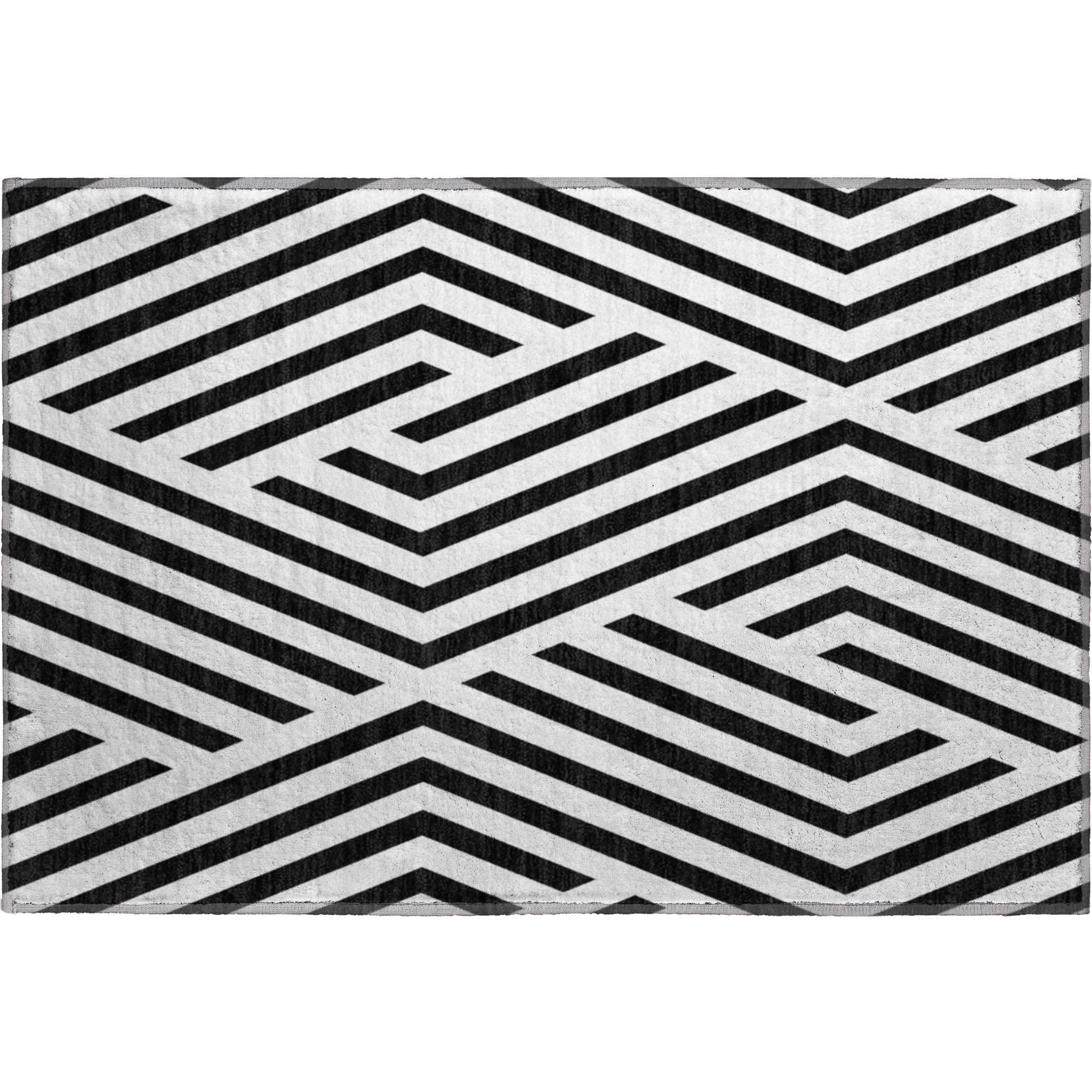 Oaxaca Machine Washable Transitional Black Rug 1'8" x 2'6" #shape_Rectangle