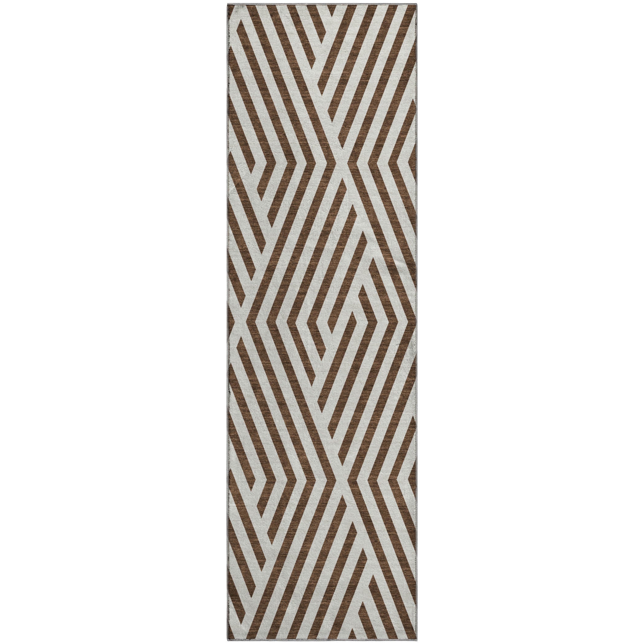 Oaxaca Machine Washable Transitional Brown Rug 2'3" x 7'6" #shape_Runner