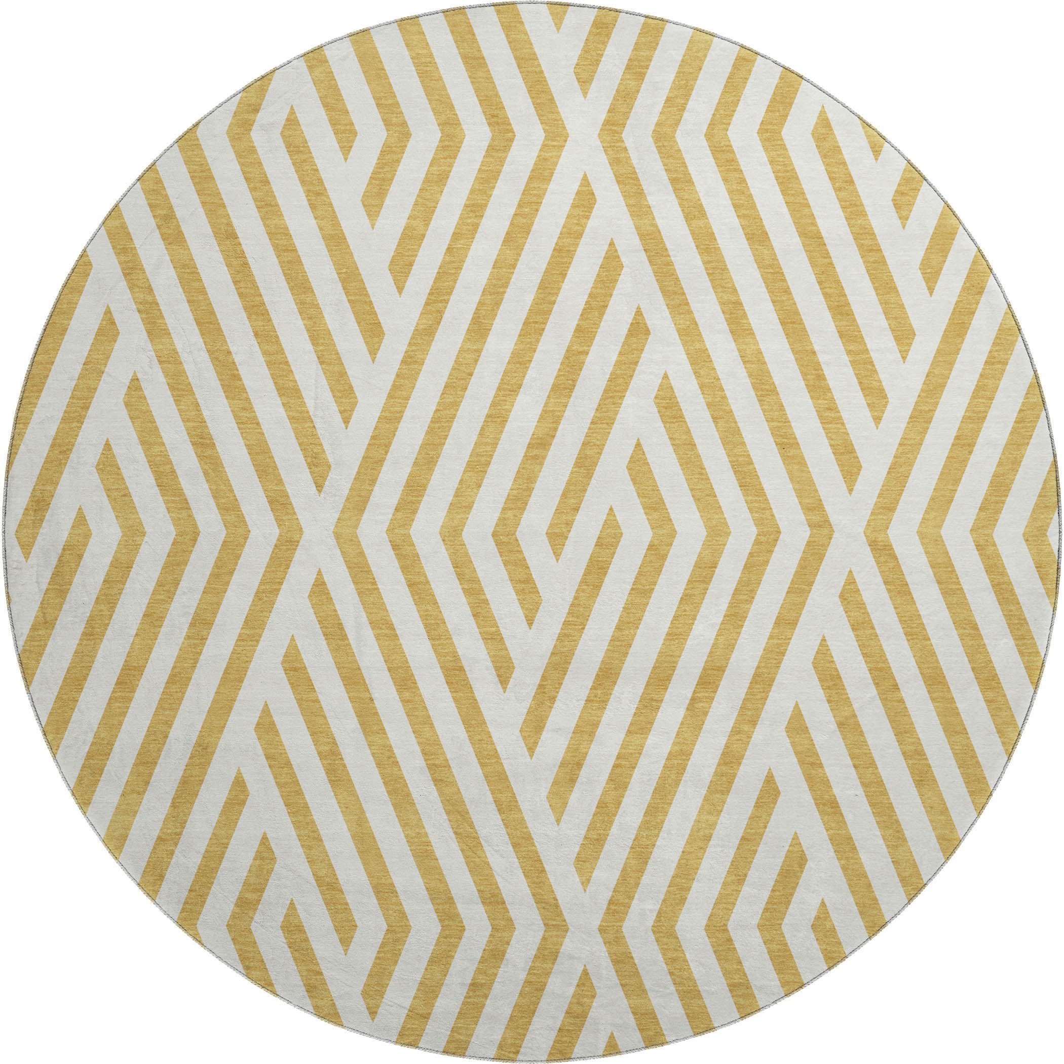Oaxaca Machine Washable Transitional Gold Rug 8' x 8' #shape_Round