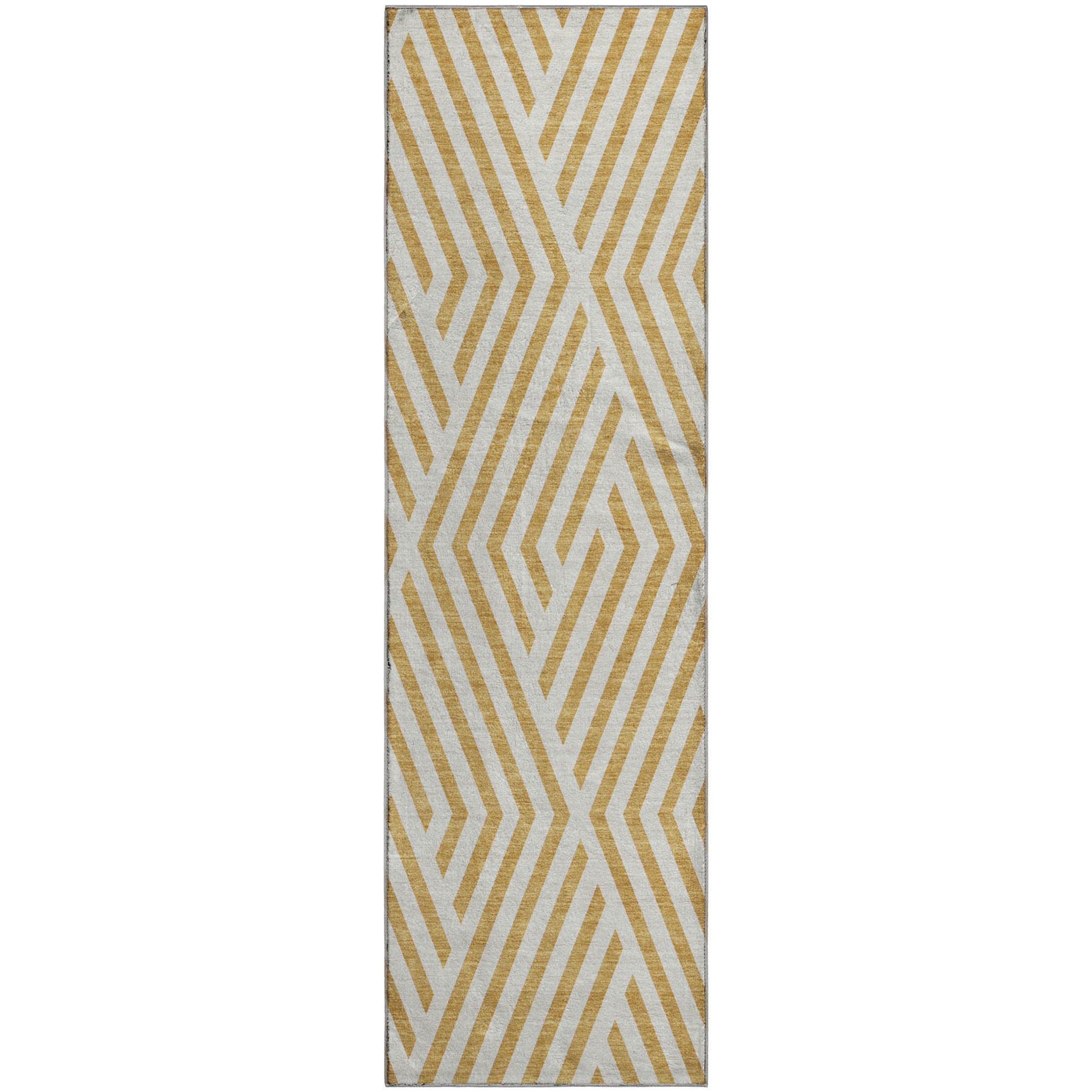 Oaxaca Machine Washable Transitional Gold Rug 2'3" x 7'6" #shape_Runner