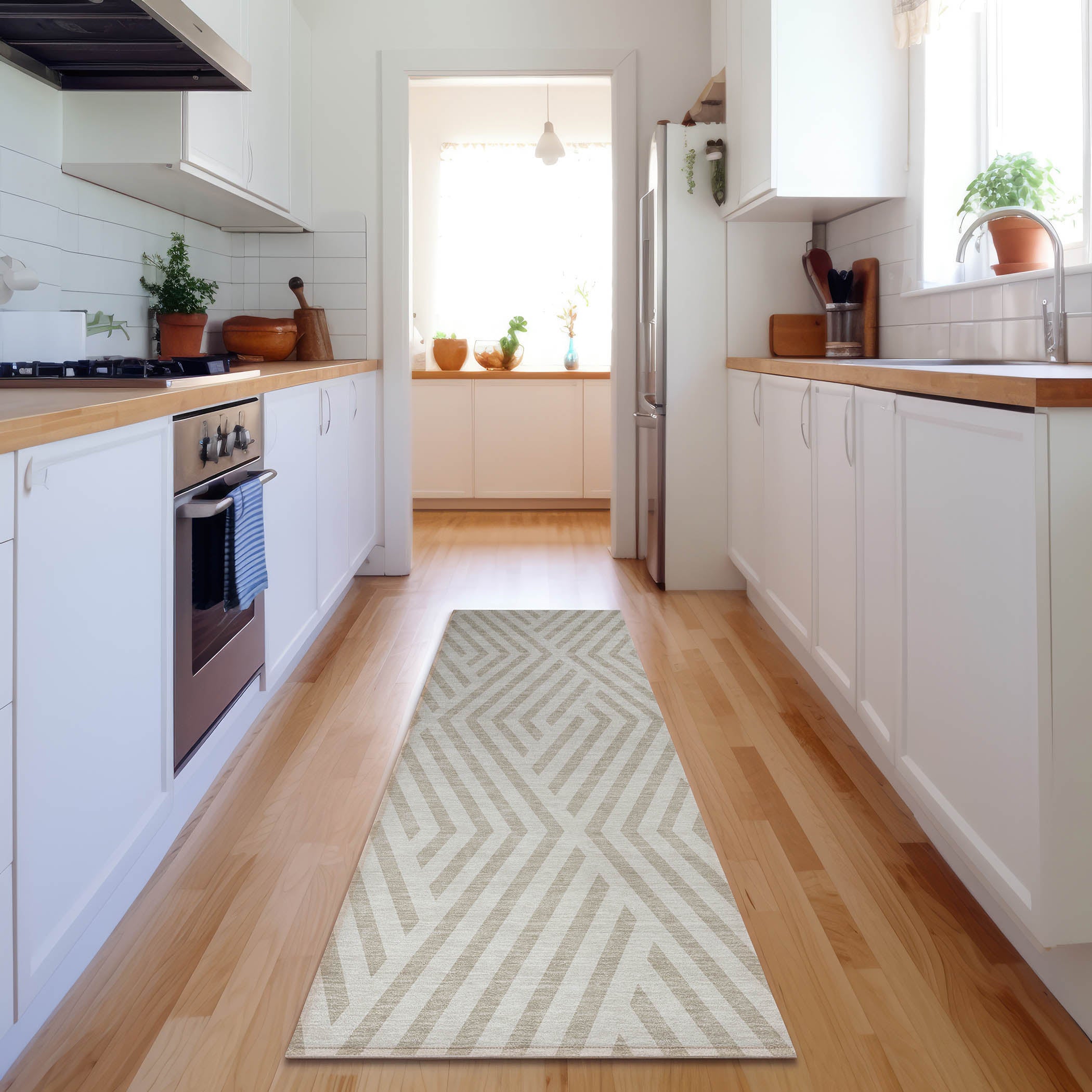 Oaxaca Machine Washable Transitional Ivory Rug 2'3" x 7'6" #shape_Runner