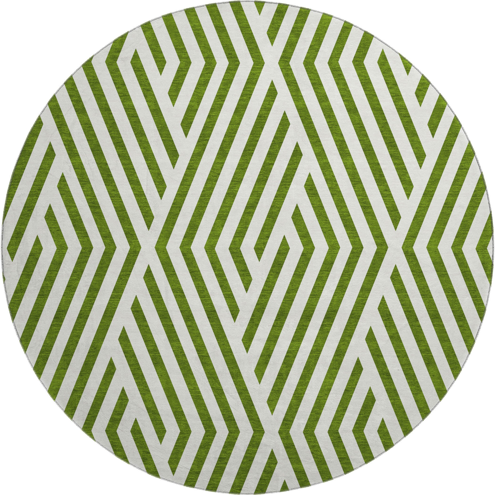 Oaxaca Machine Washable Transitional Olive Green Rug 8' x 8' #shape_Round