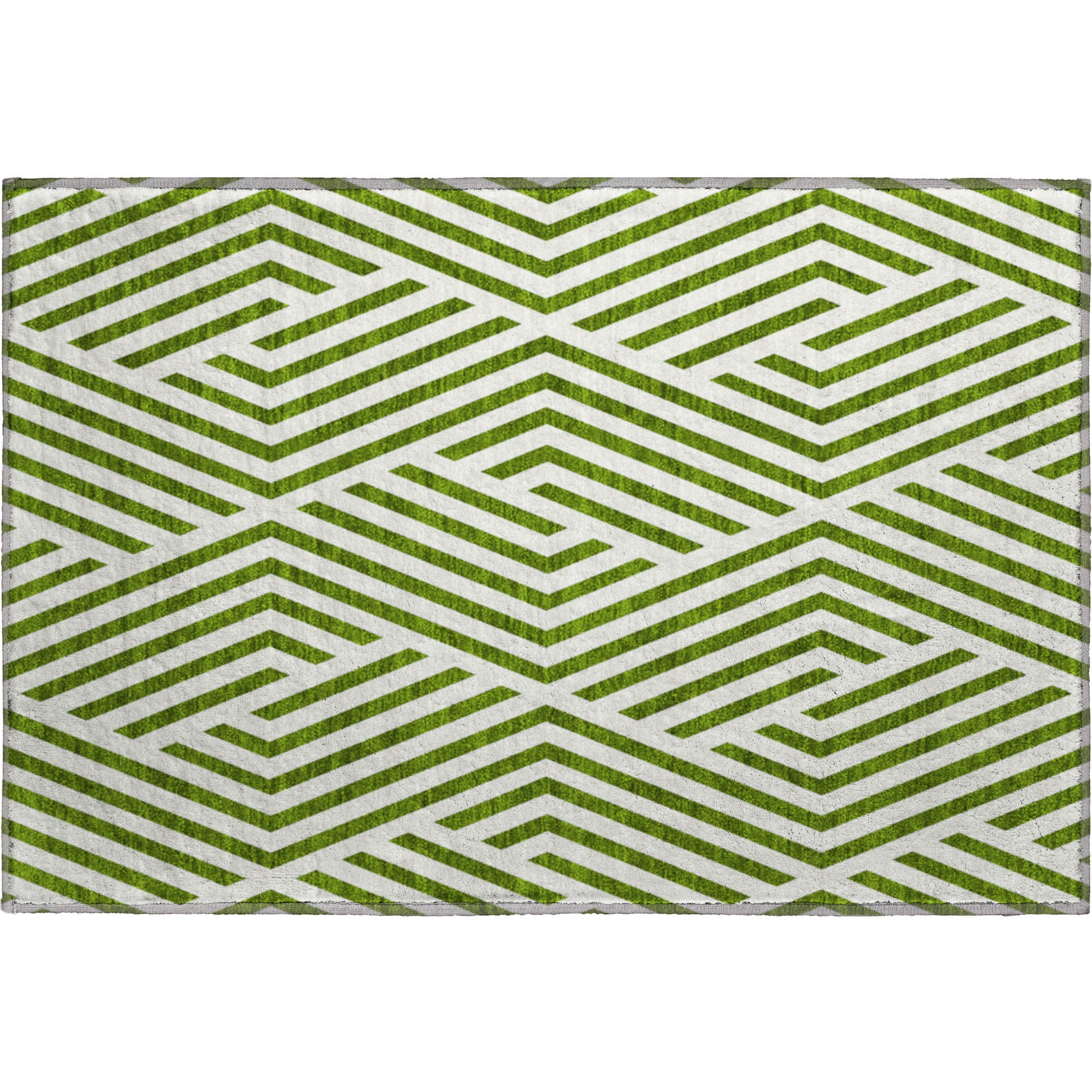 Oaxaca Machine Washable Transitional Olive Green Rug 1'8" x 2'6" #shape_Rectangle