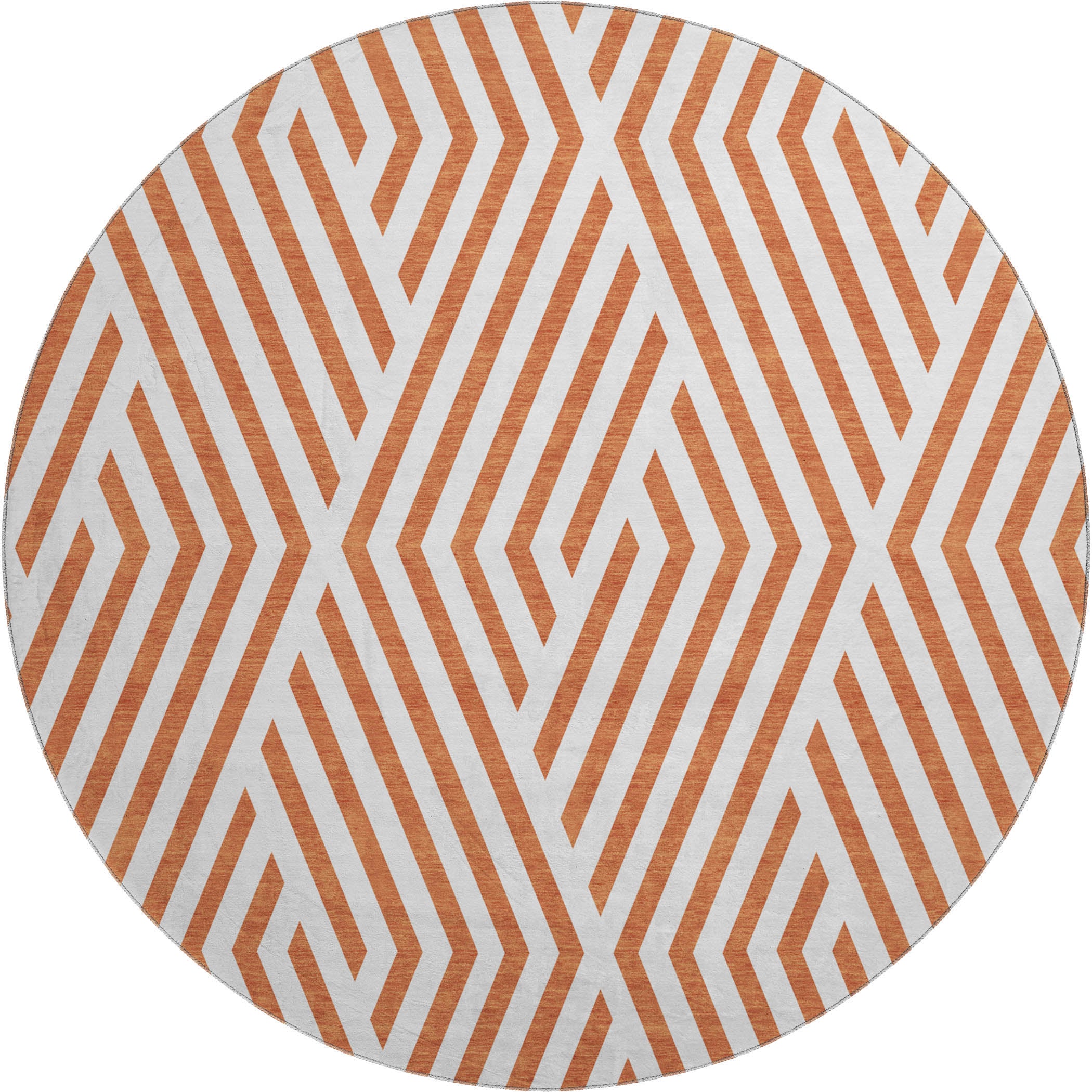 Oaxaca Machine Washable Transitional Paprika Orange Rug 8' x 8' #shape_Round