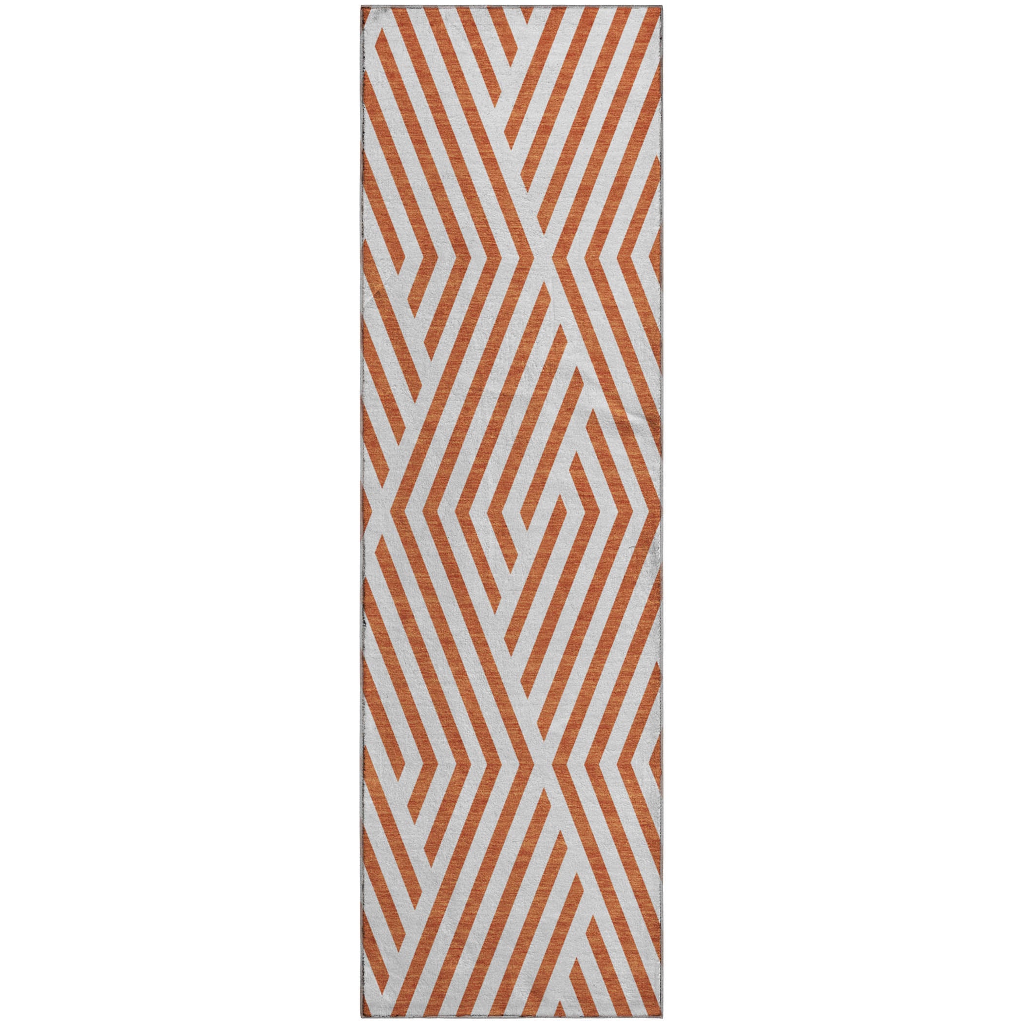 Oaxaca Machine Washable Transitional Paprika Orange Rug 2'3" x 7'6" #shape_Runner