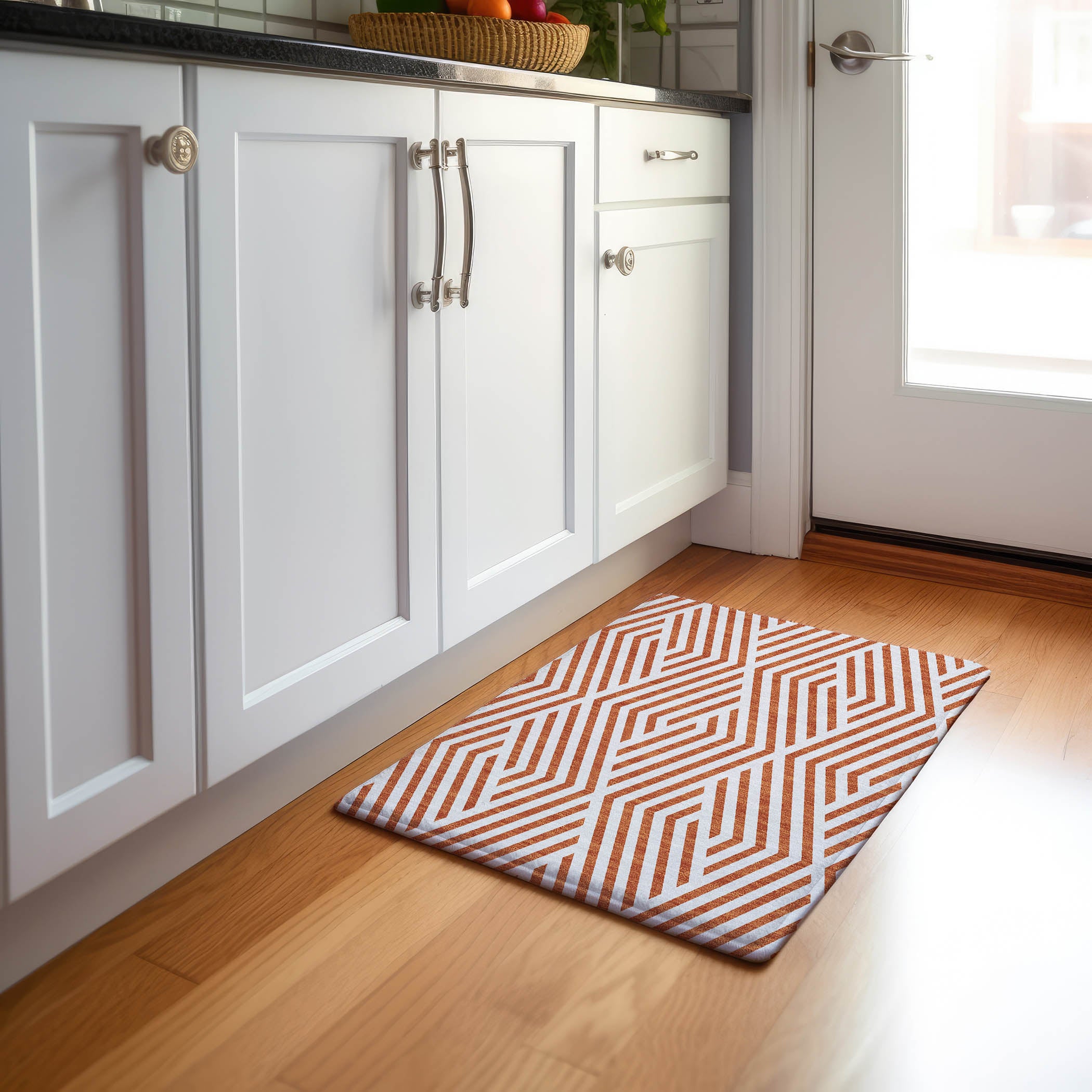 Oaxaca Machine Washable Transitional Paprika Orange Rug 1'8" x 2'6" #shape_Rectangle