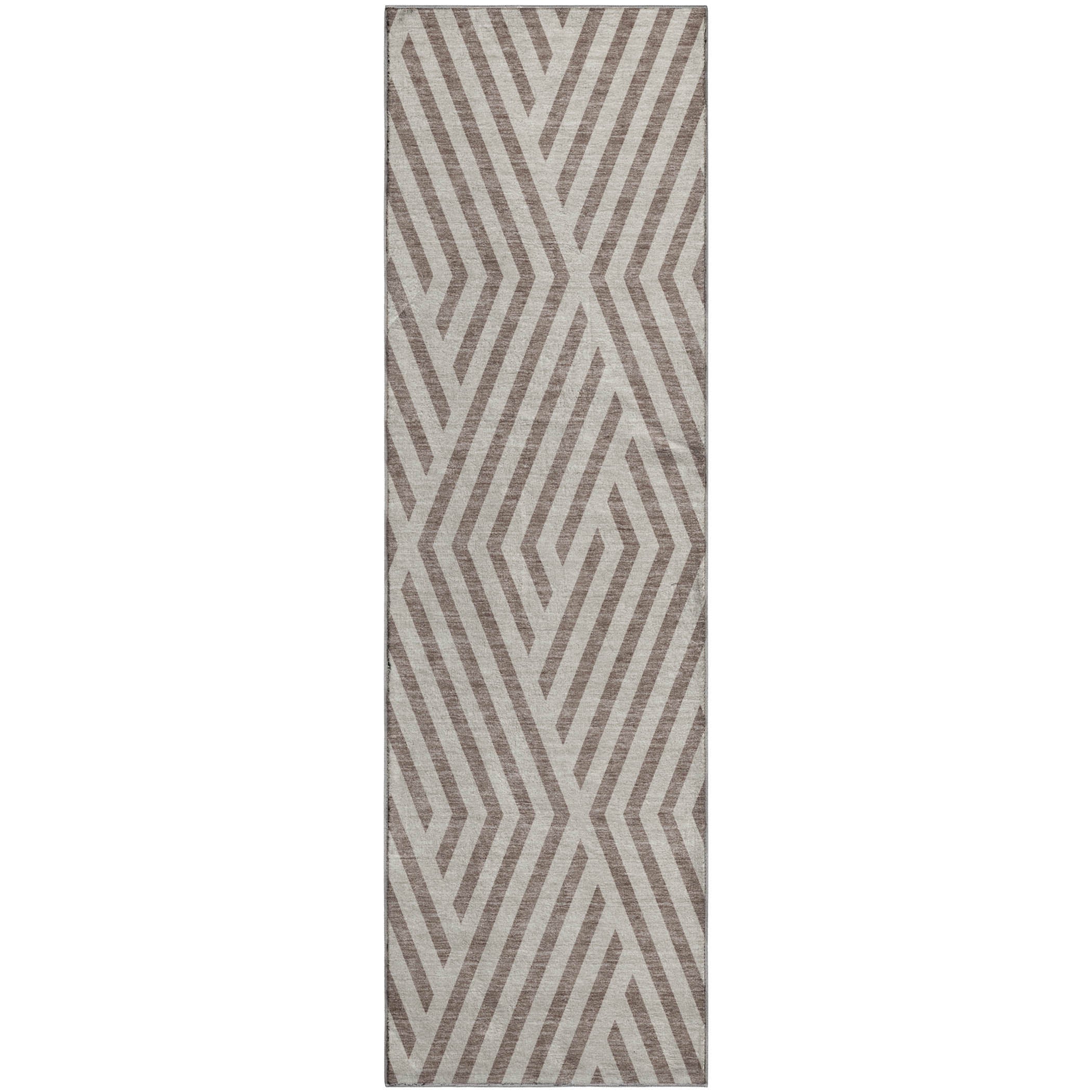 Oaxaca Machine Washable Transitional Taupe Brown Rug 2'3" x 7'6" #shape_Runner