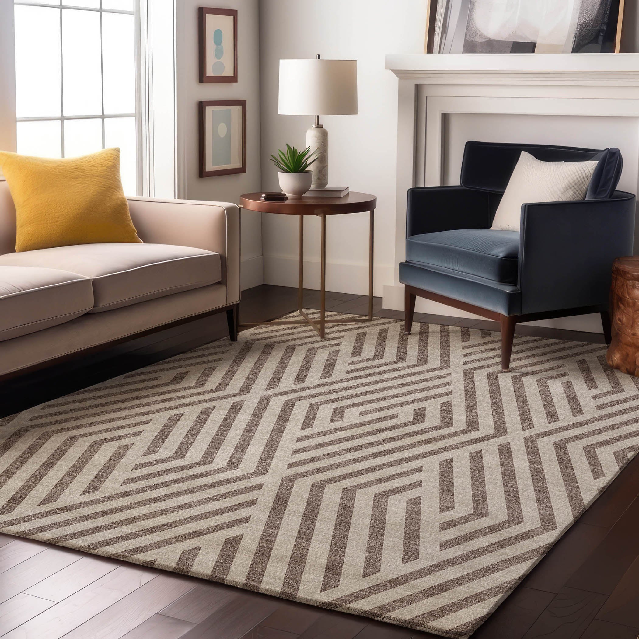 Oaxaca Machine Washable Transitional Taupe Brown Rug 2'6" x 3'10" #shape_Rectangle