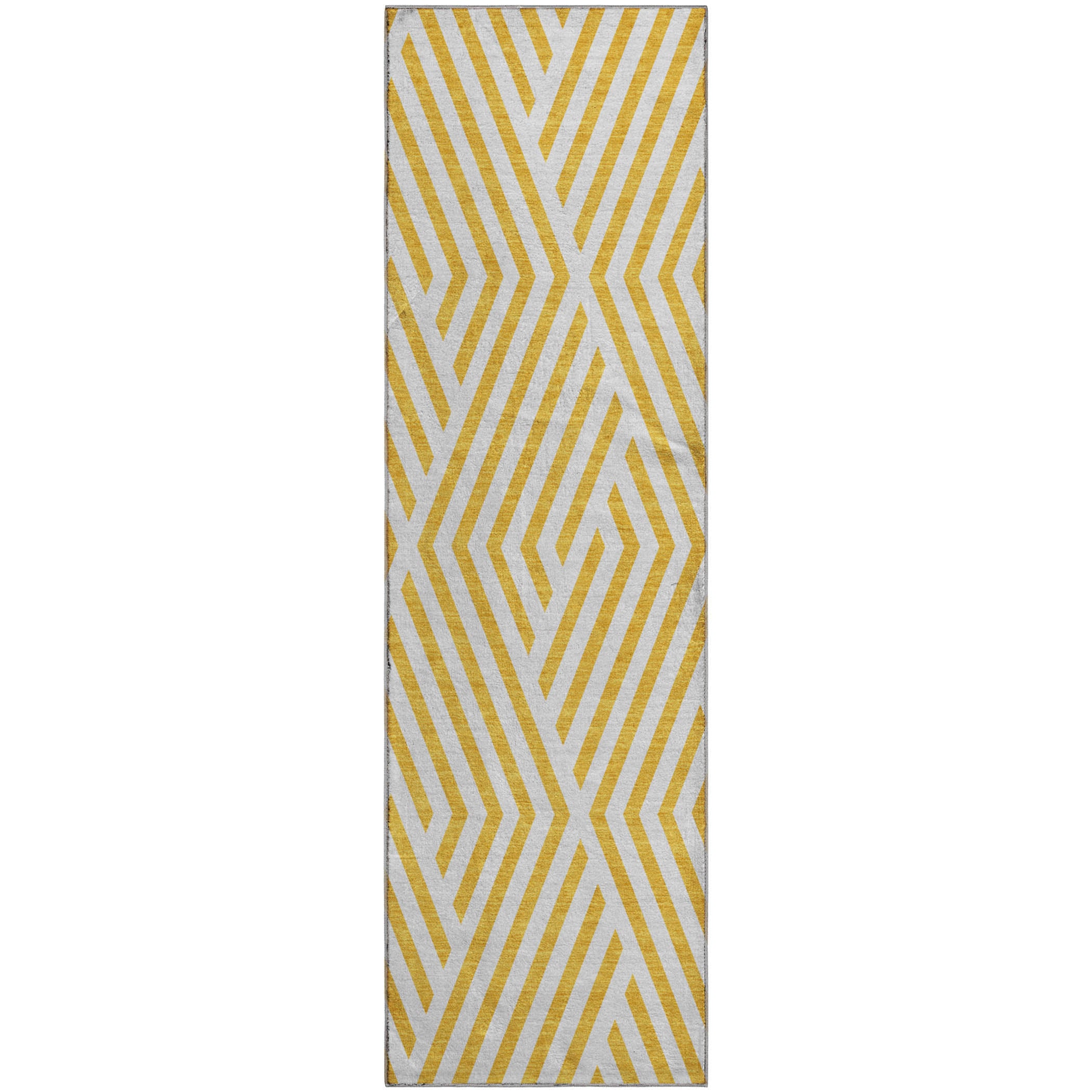Oaxaca Machine Washable Transitional Yellow Gold Rug 2'3" x 7'6" #shape_Runner