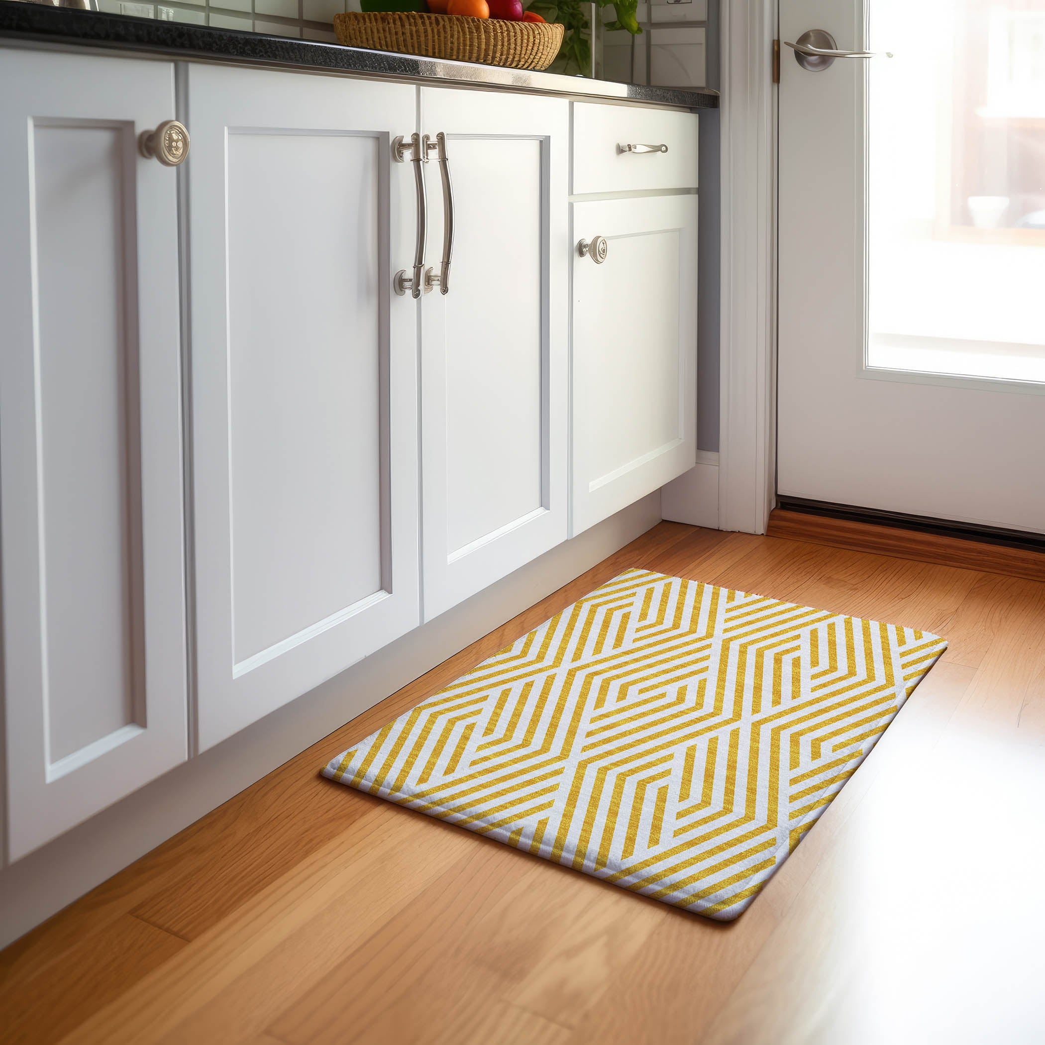 Oaxaca Machine Washable Transitional Yellow Gold Rug 1'8" x 2'6" #shape_Rectangle