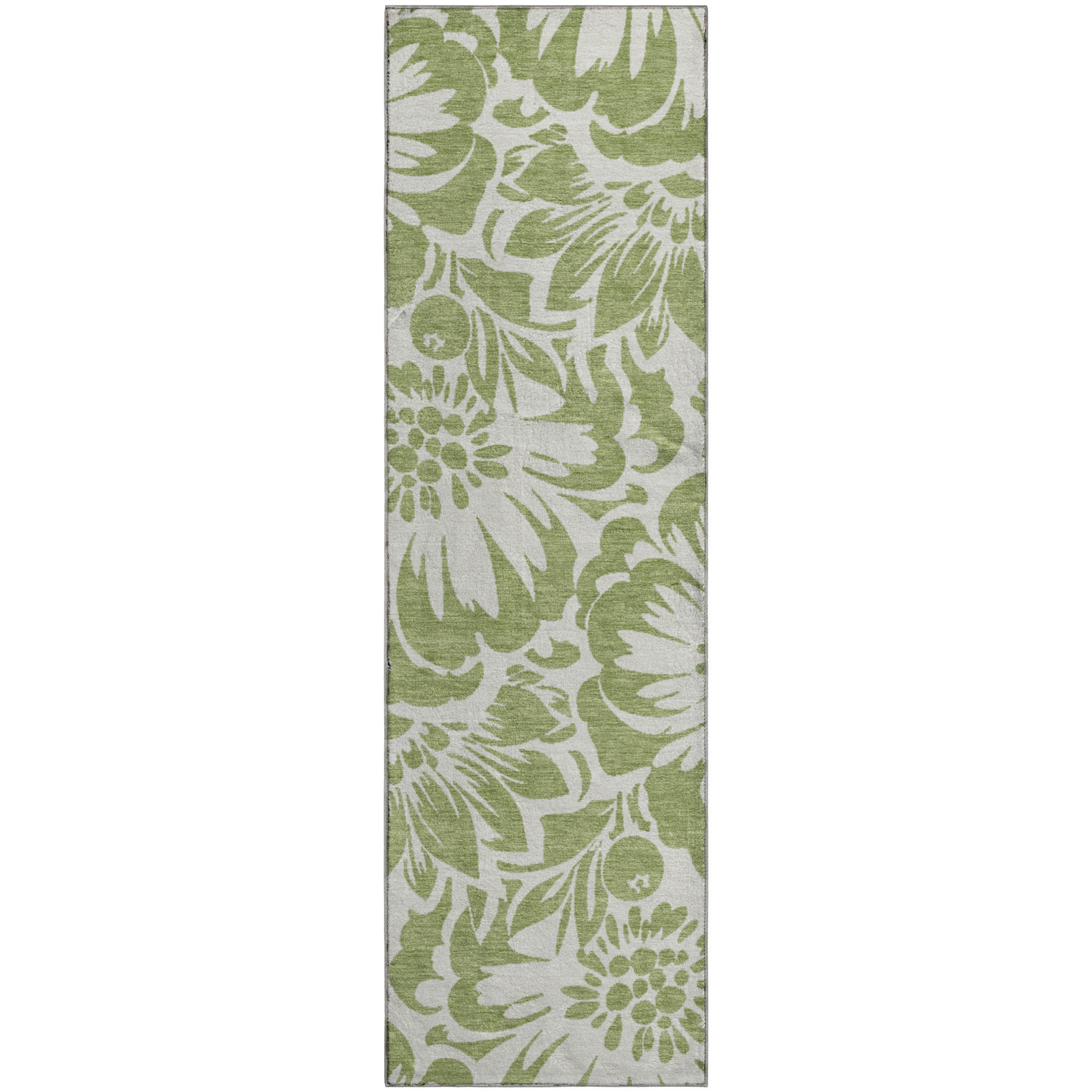 Cartagena Machine Washable Transitional Aloe Green Rug 2'3" x 7'6" #shape_Runner