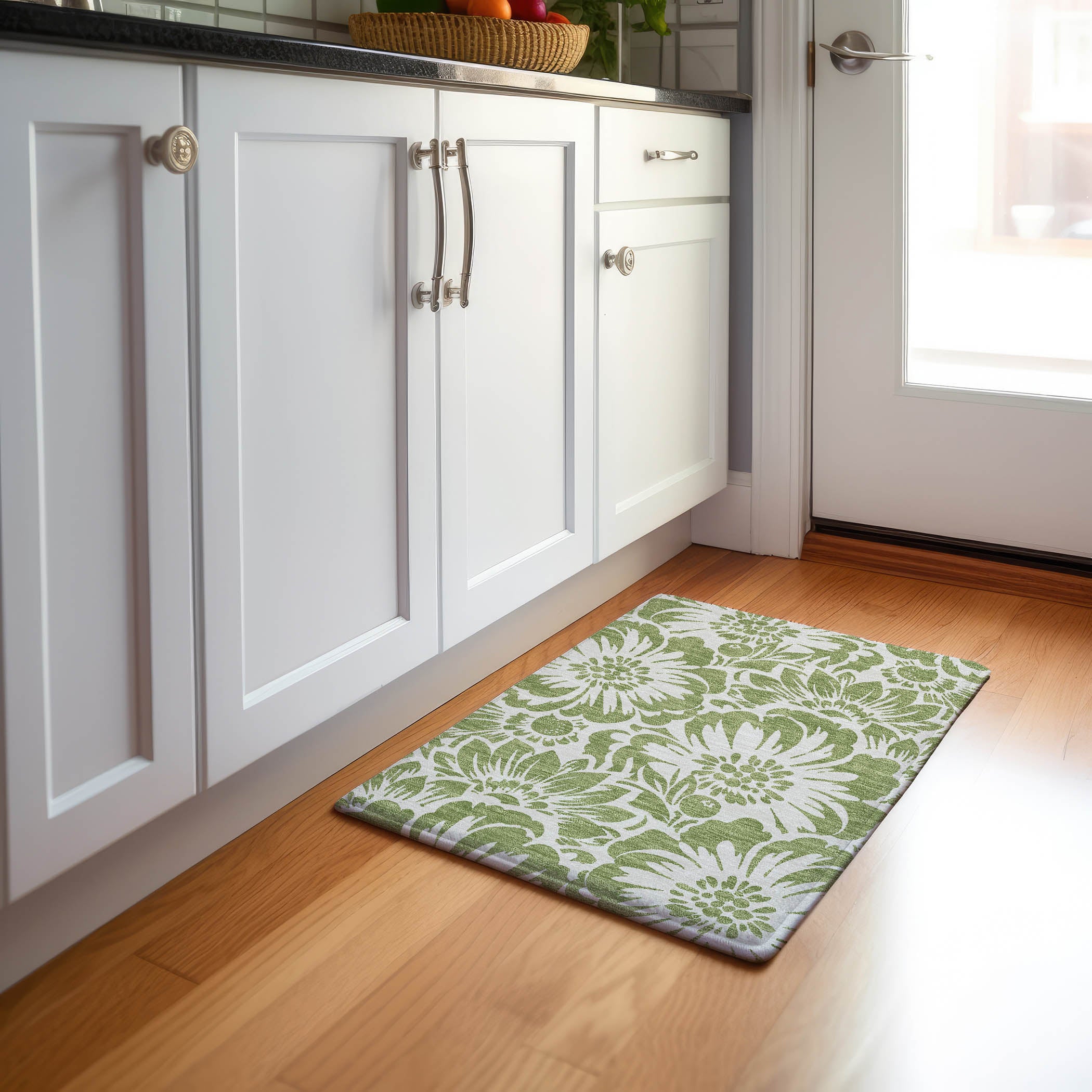 Cartagena Machine Washable Transitional Aloe Green Rug 1'8" x 2'6" #shape_Rectangle