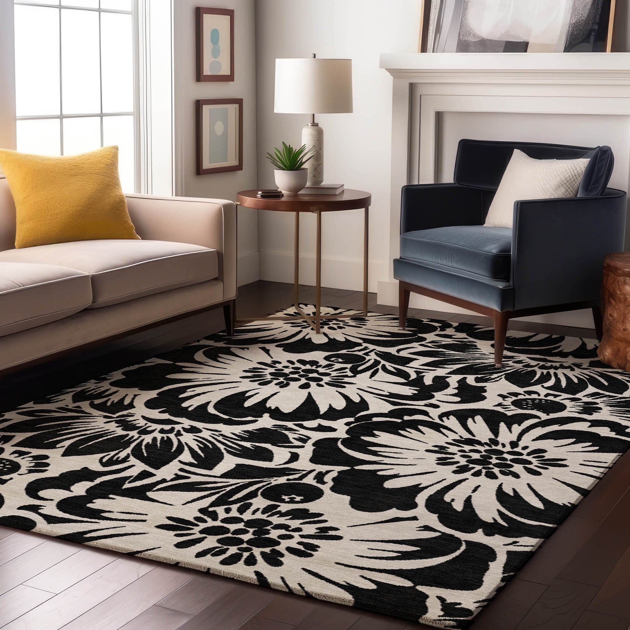 Cartagena Machine Washable Transitional Black Rug 2'6" x 3'10" #shape_Rectangle