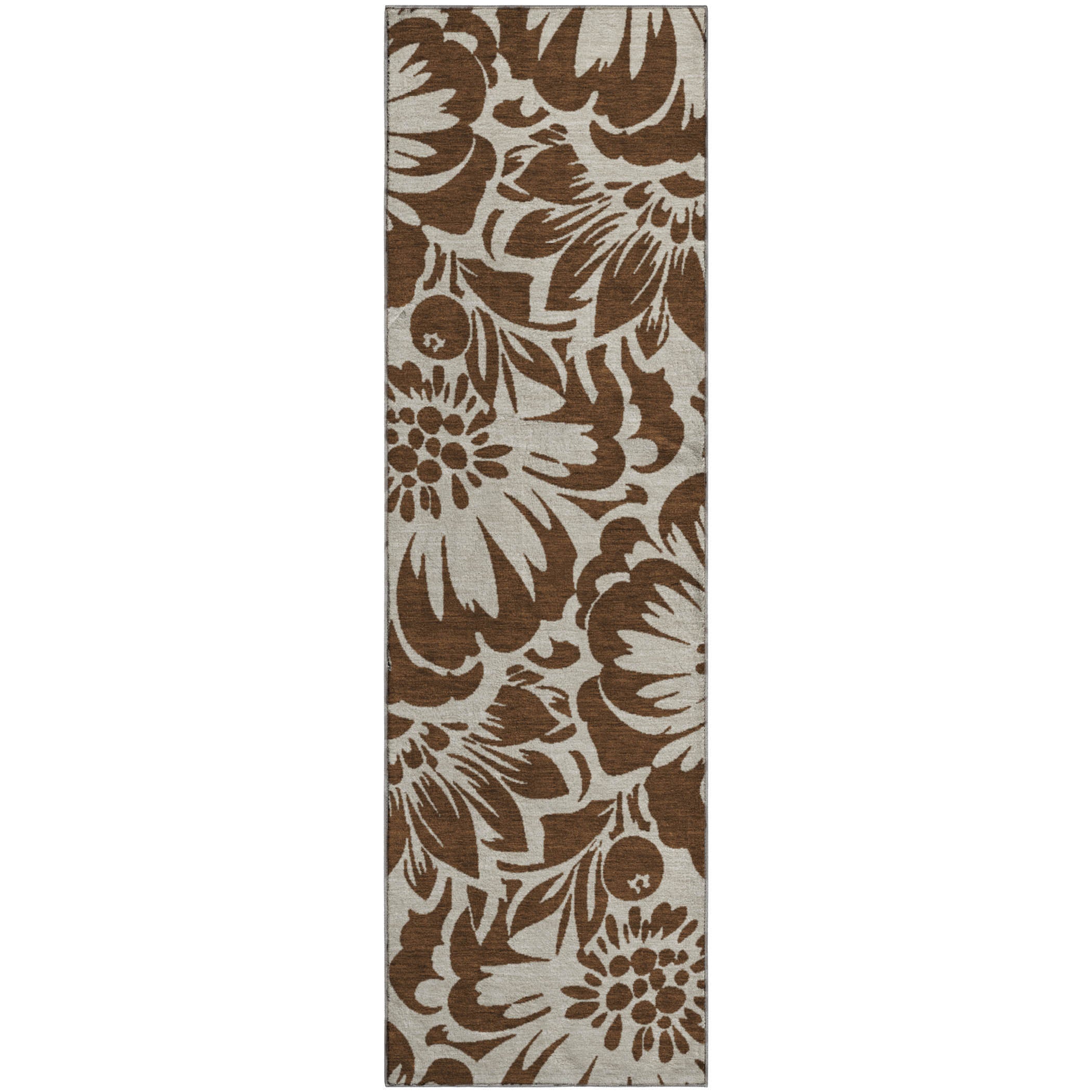 Cartagena Machine Washable Transitional Brown Rug 2'3" x 7'6" #shape_Runner