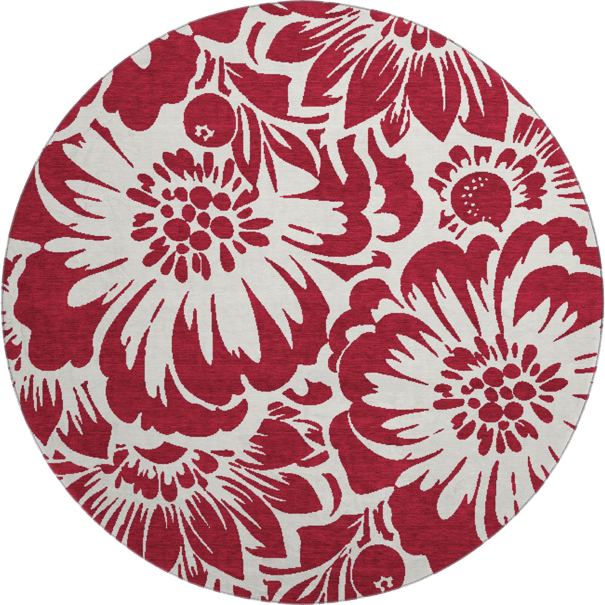Cartagena Machine Washable Transitional Burgundy Red Rug 8' x 8' #shape_Round