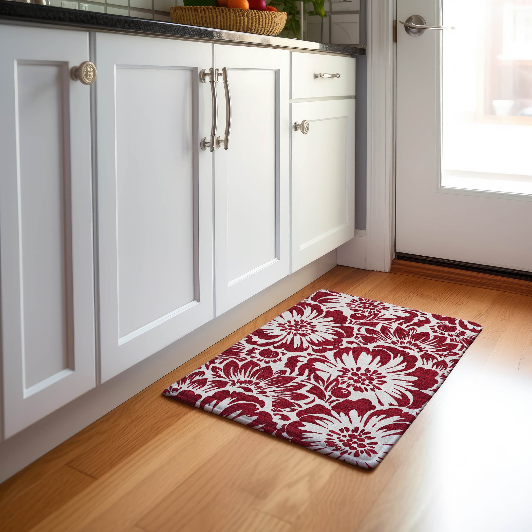 Cartagena Machine Washable Transitional Burgundy Red Rug 1'8" x 2'6" #shape_Rectangle