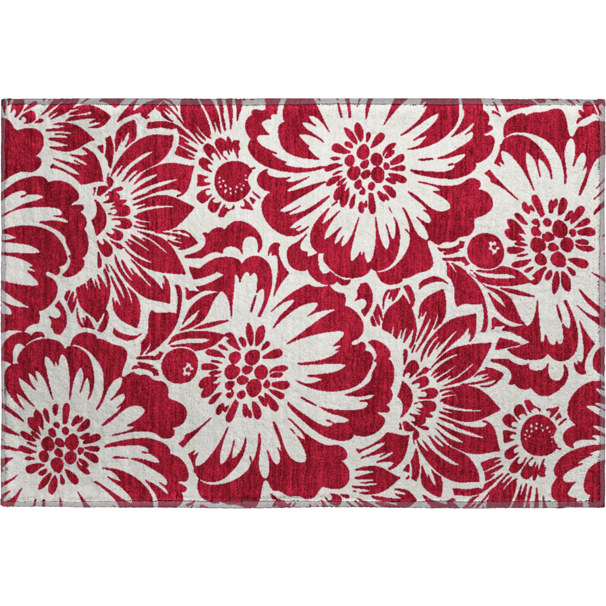 Cartagena Machine Washable Transitional Burgundy Red Rug 1'8" x 2'6" #shape_Rectangle
