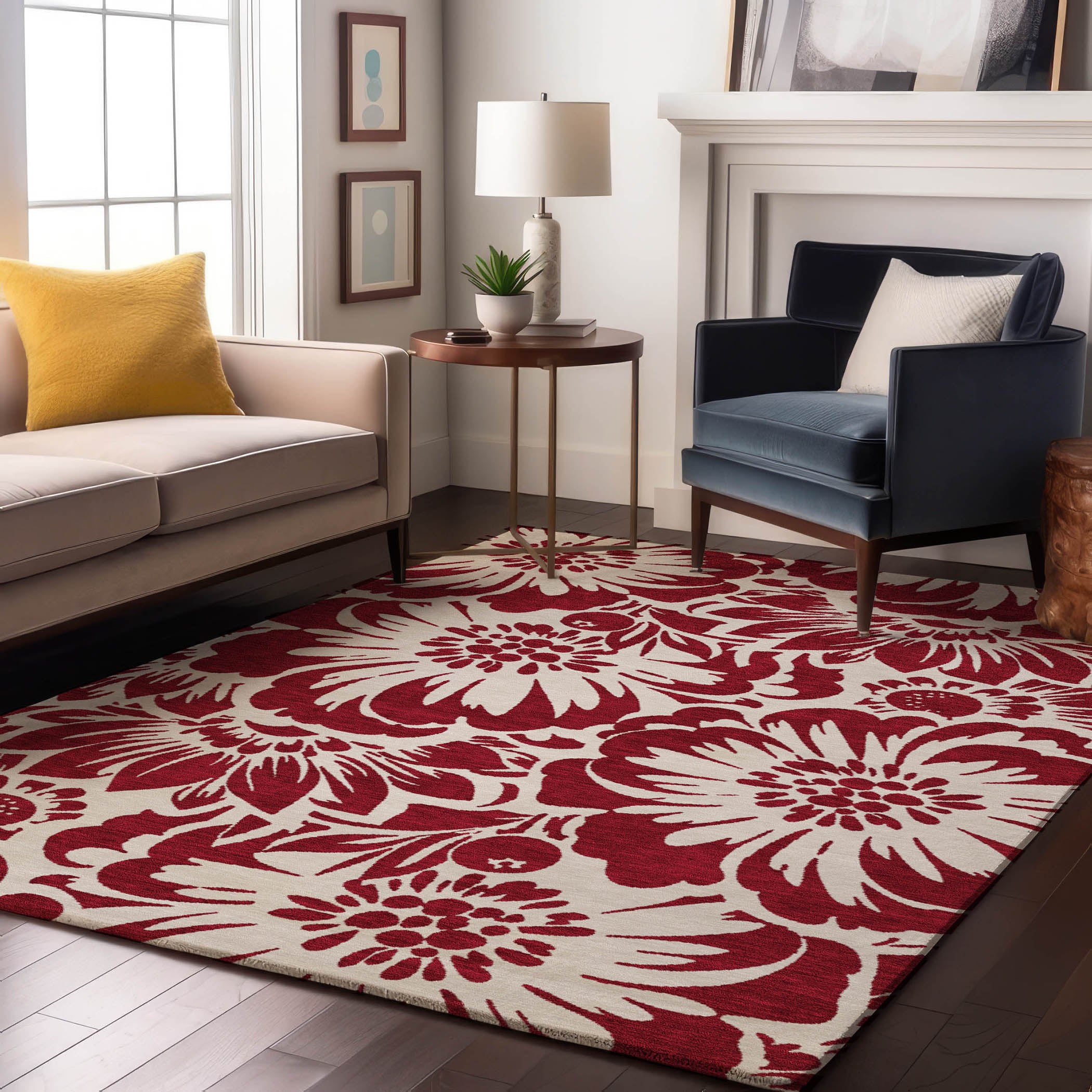 Cartagena Machine Washable Transitional Burgundy Red Rug 2'6" x 3'10" #shape_Rectangle