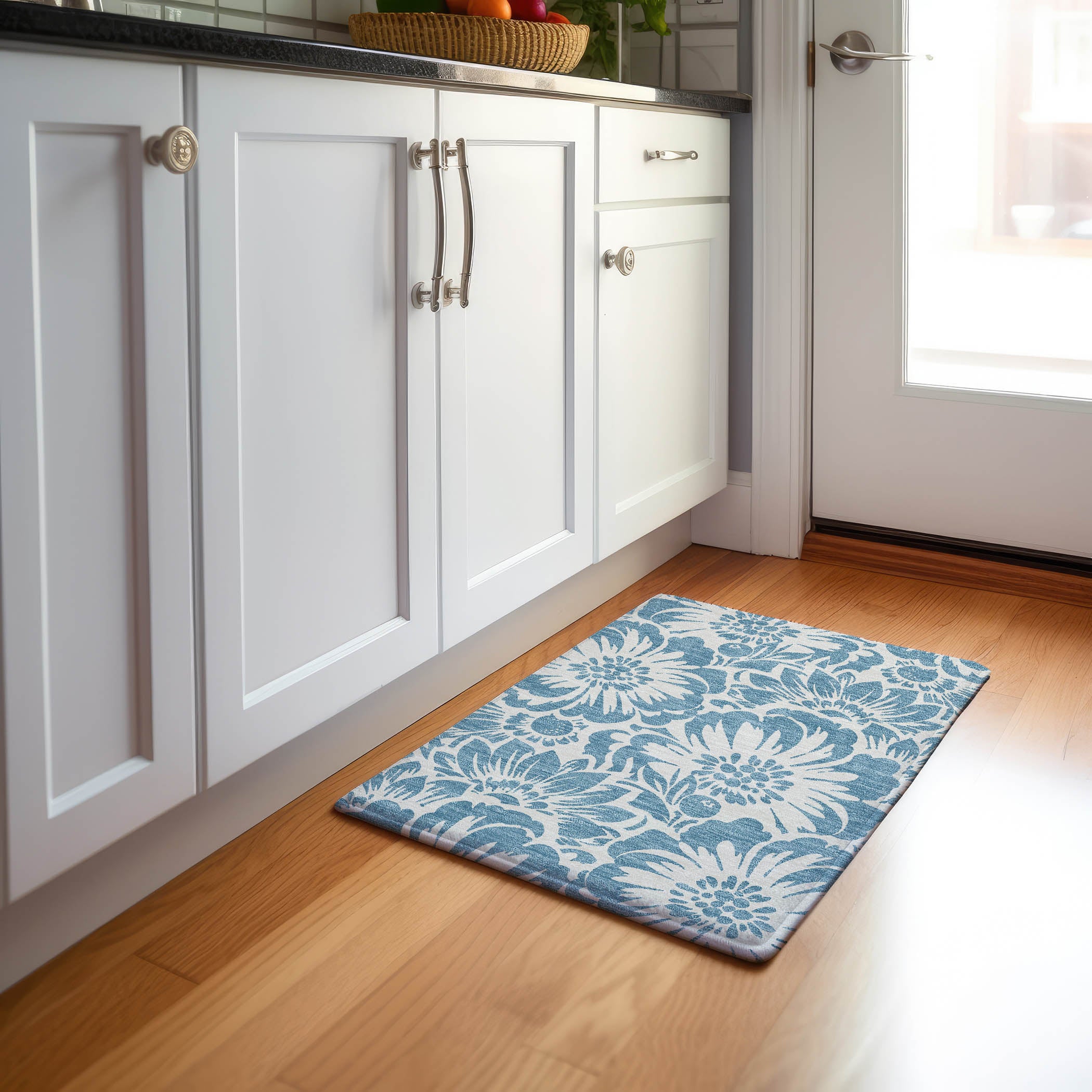 Cartagena Machine Washable Transitional Denim Blue Rug 1'8" x 2'6" #shape_Rectangle