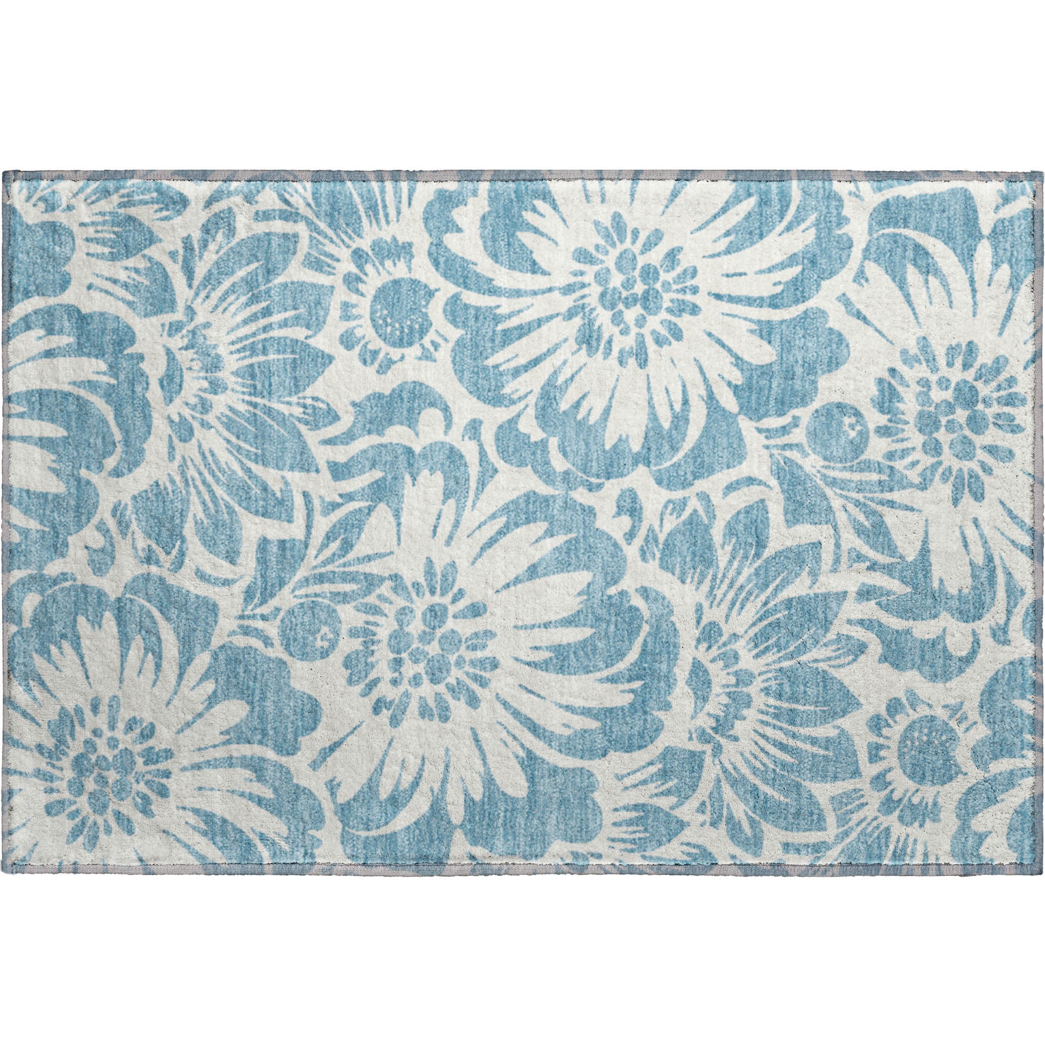Cartagena Machine Washable Transitional Denim Blue Rug 1'8" x 2'6" #shape_Rectangle
