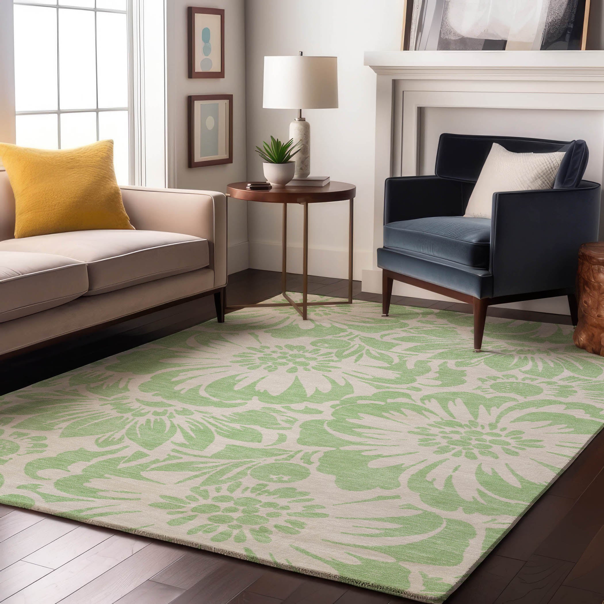 Cartagena Machine Washable Transitional Mint Green Rug 2'6" x 3'10" #shape_Rectangle