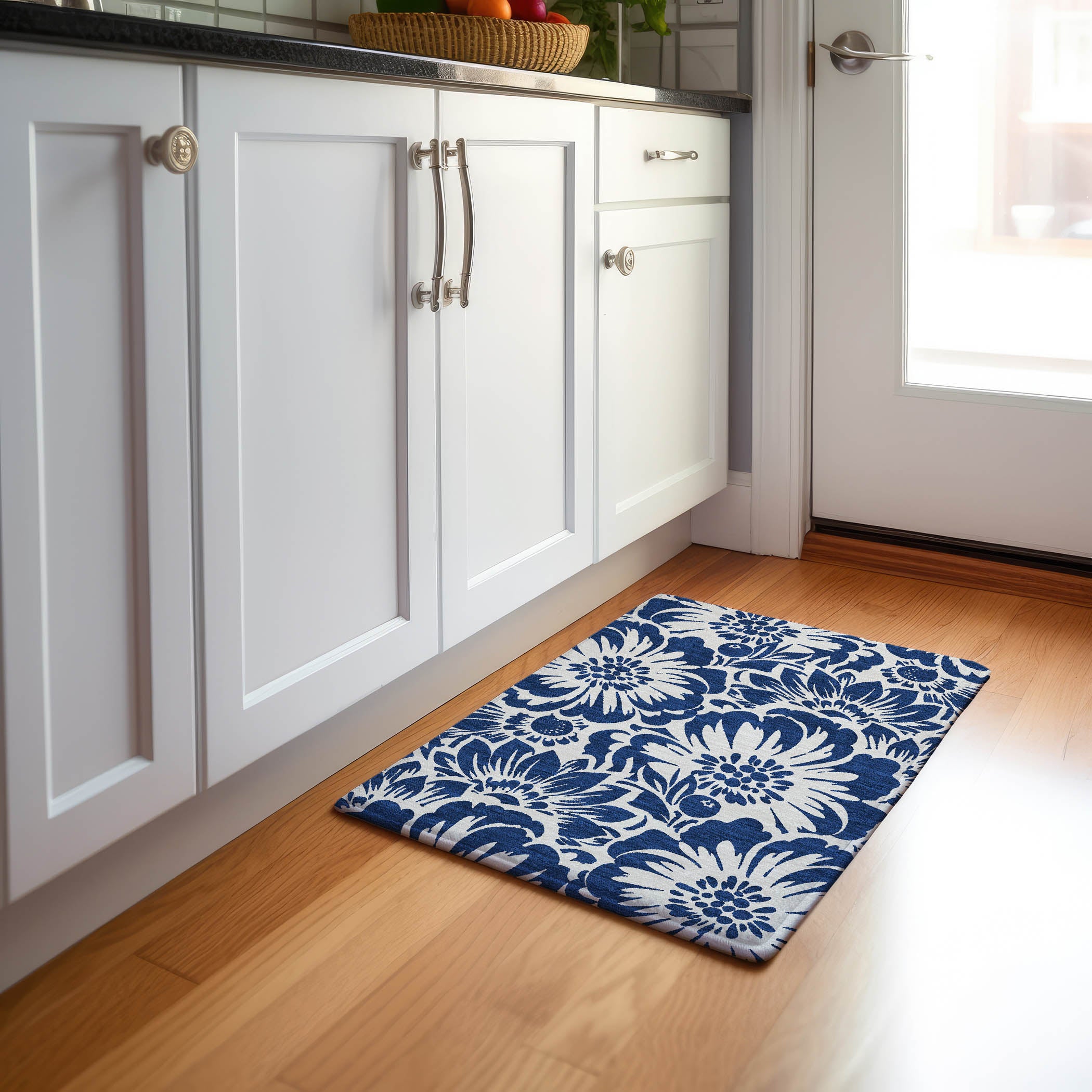 Cartagena Machine Washable Transitional Navy Blue Rug 1'8" x 2'6" #shape_Rectangle