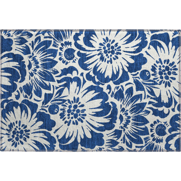 Cartagena Machine Washable Transitional Navy Blue Rug 1'8" x 2'6"