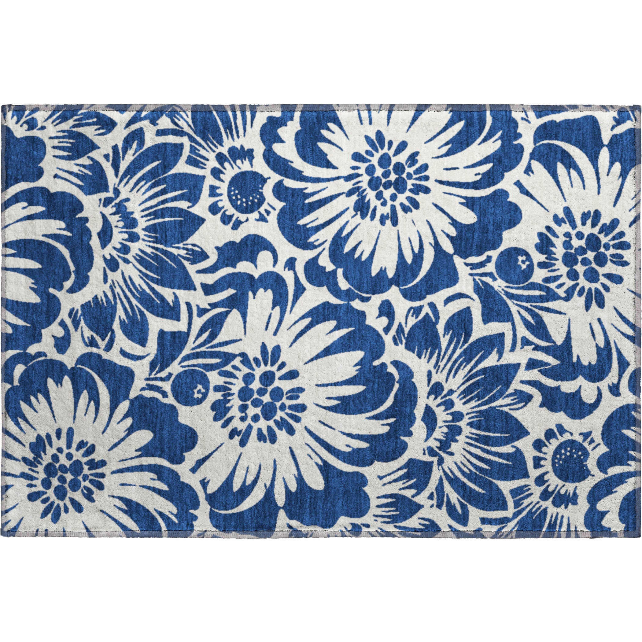 Cartagena Machine Washable Transitional Navy Blue Rug 1'8" x 2'6" #shape_Rectangle