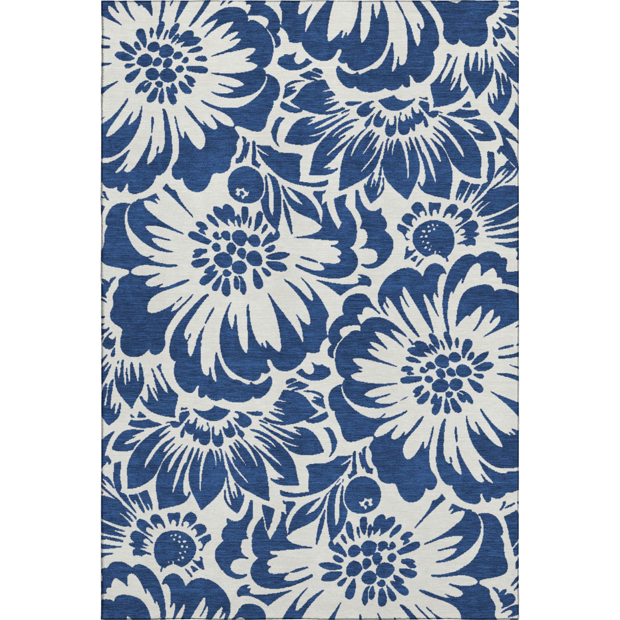 Cartagena Machine Washable Transitional Navy Blue Rug 2'6" x 3'10" #shape_Rectangle