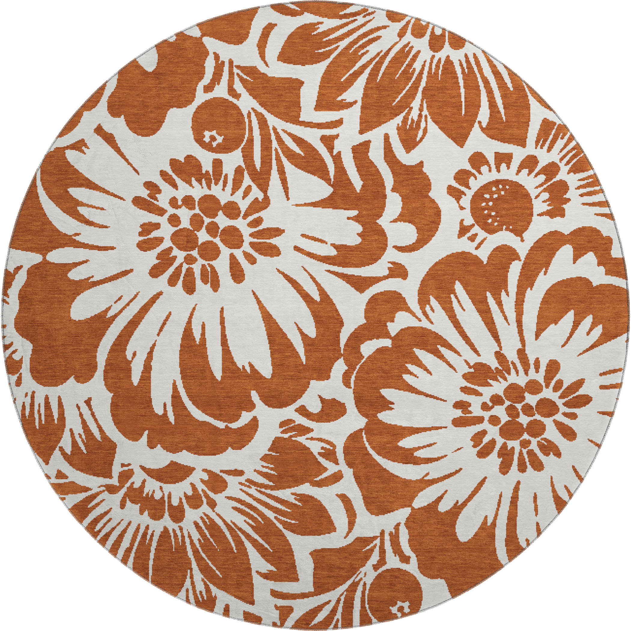 Cartagena Machine Washable Transitional Paprika Orange Rug 8' x 8' #shape_Round